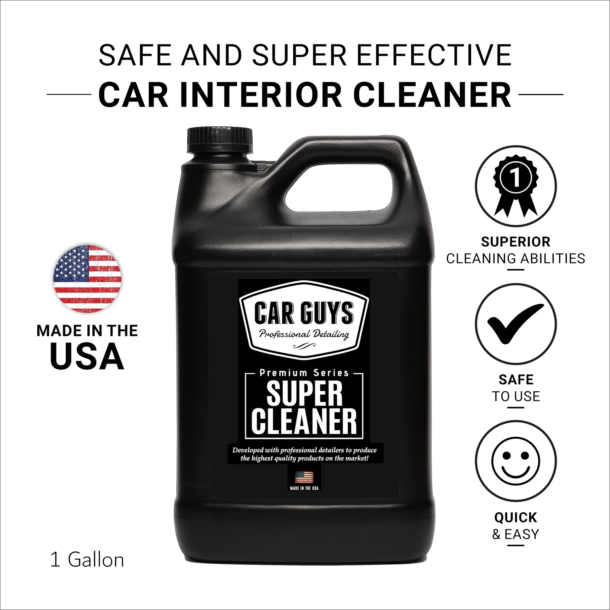 Car Guys Super Cleaner 1 Gallon Refill | Effective Car Interior Cleaner | Leather Car Seat Cleaner | Stain Remover For Carpet, Upholstery, Fabric, And Much More! | 1 Gallon (Sprayer Not Included)