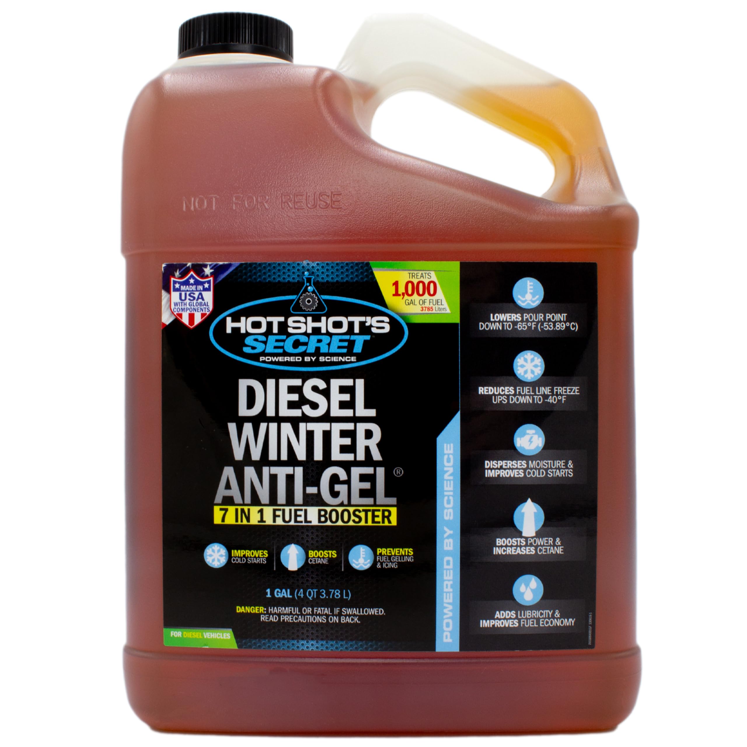Hot Shot's Secret Diesel Winter Anti-Gel 1 Gallon, Amber - Model P403301G, Essential Additive for Cold Weather Performance