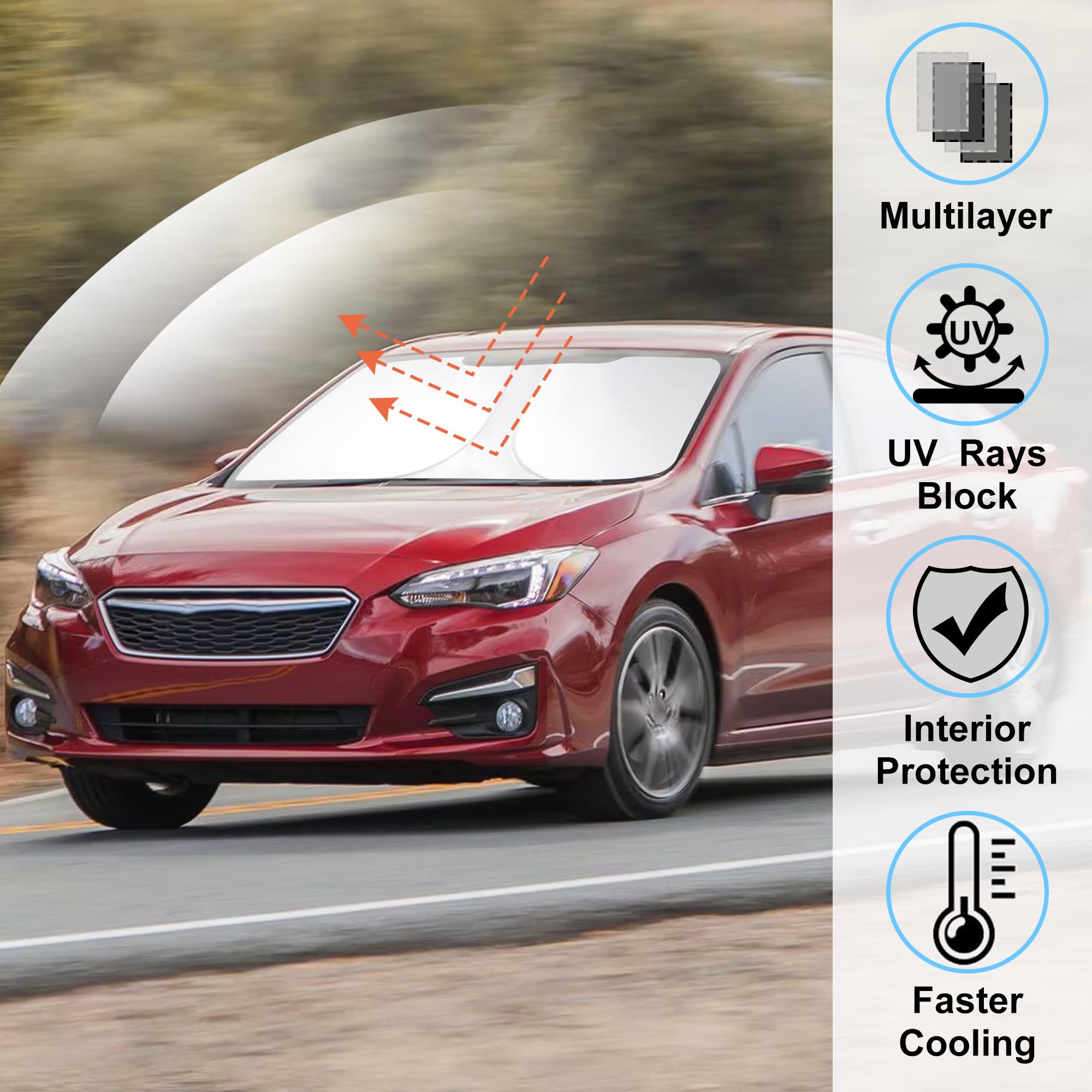 Windshield Sun Shade Custom Fit For 2017-2023 Subaru Impreza Wrx Sedan Impreza Wrx Hatchback Wrx Sti Accessories Foldable Sunsha