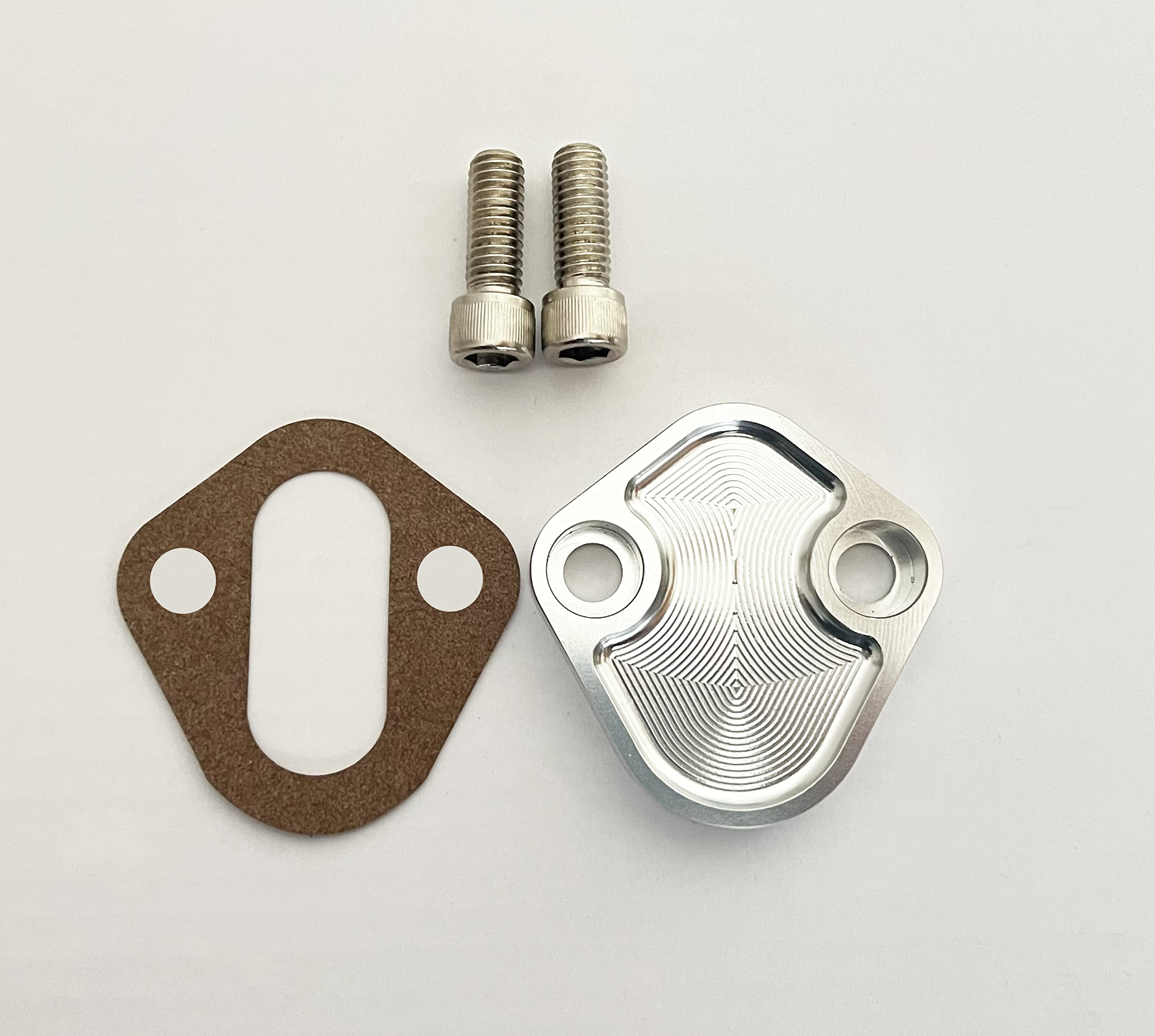 Flashpower Billet Sb Ford Fuel Pump Block-Off Plate Kit, Fuel Pump Plate Clear Anodized