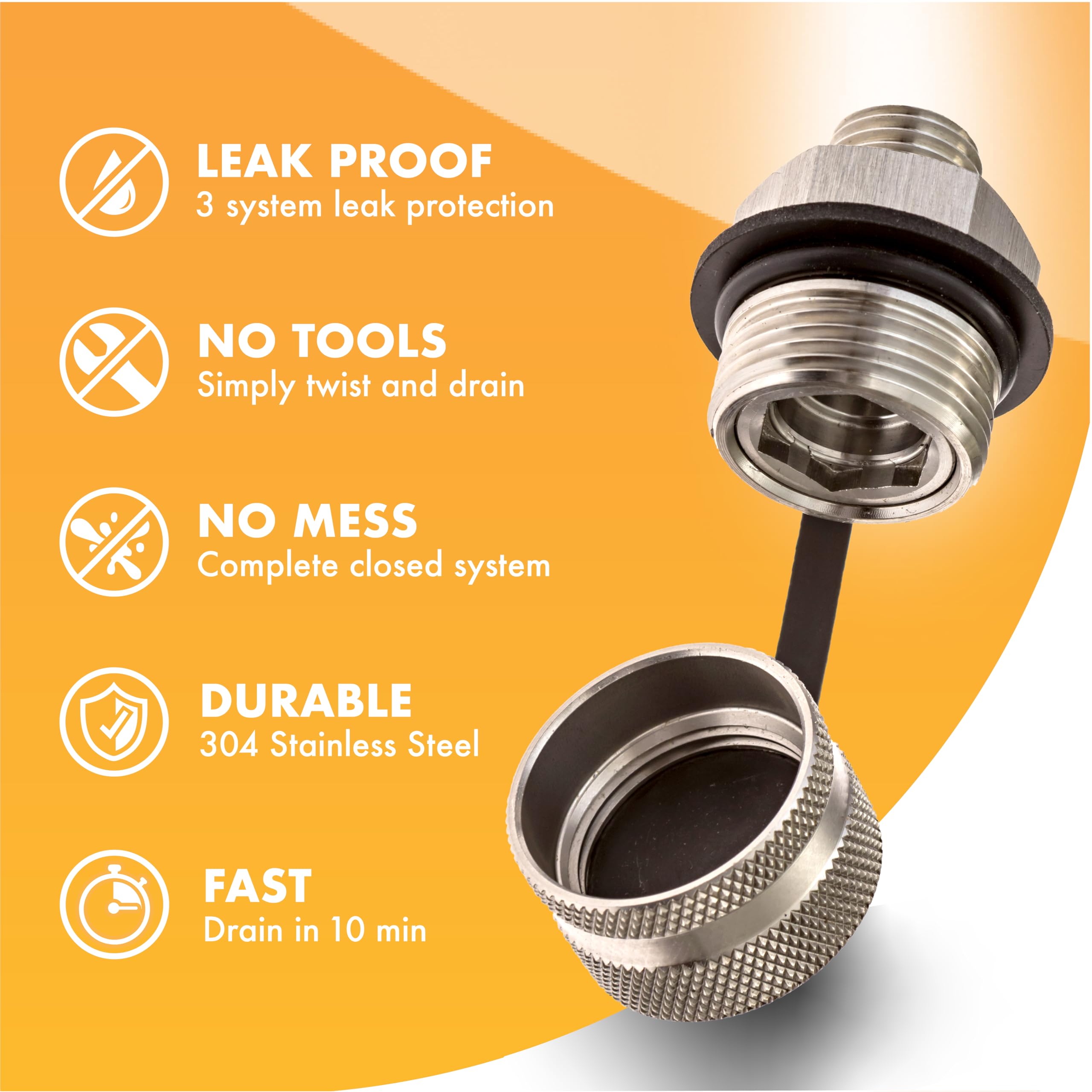 Valvomax Oil Drain Valve - Quick Twist Oil Drain Plug For Diy Oil Changes At Home In 10 Minutes - No Tools, No Mess, No Cleanup