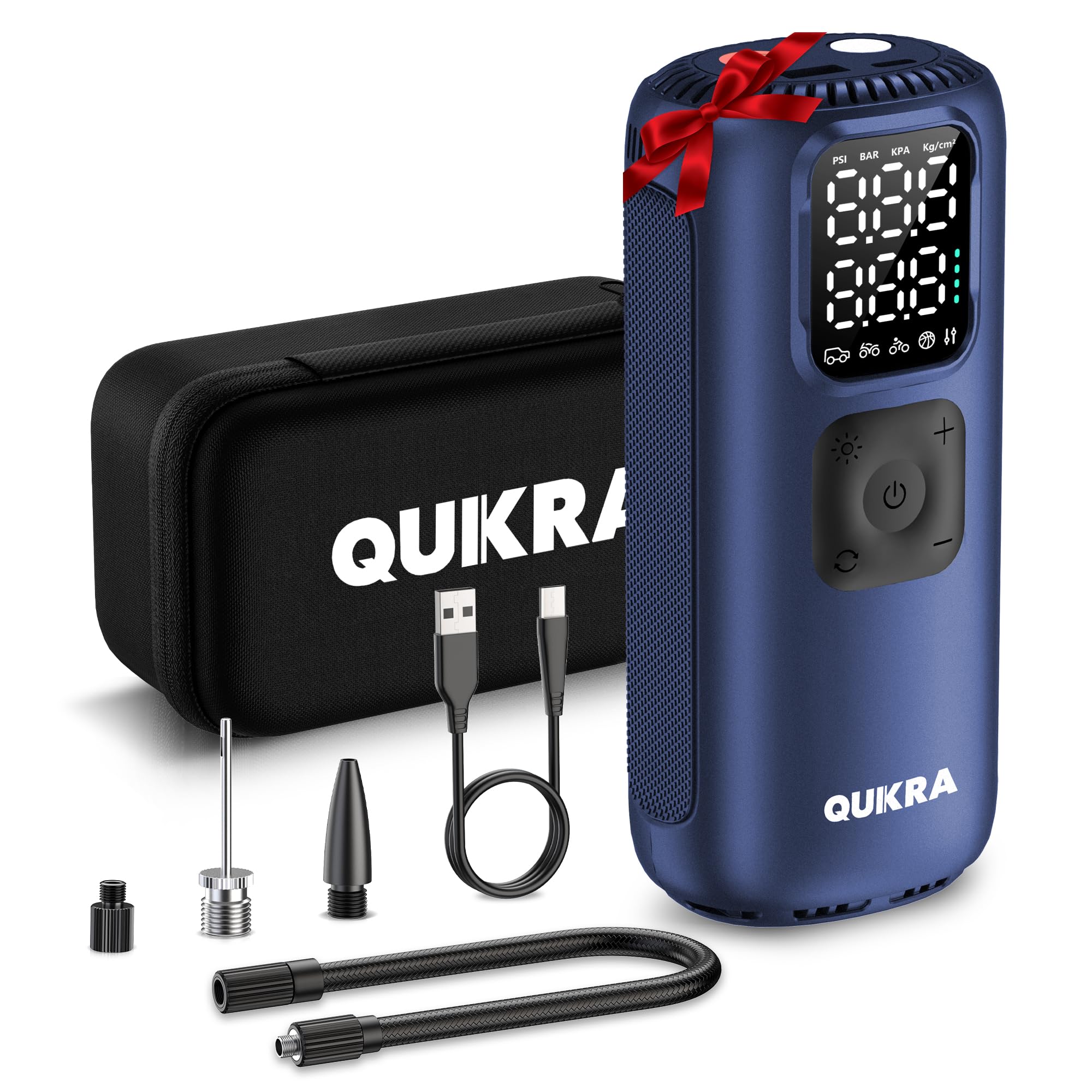 QUIKRA T22 Tire Inflator Protable Air Compressor, 3   Faster 160PSI Air Pump, Auto Cordless Tire Pump, Smart Air Compressor with