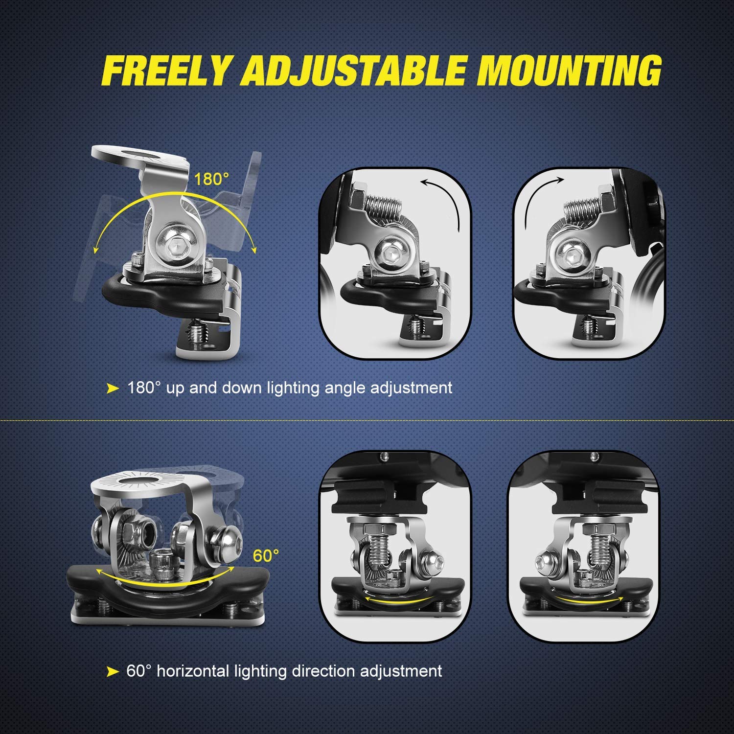 Led Light Bar Mounting Bracket, Nilight 2Pcs Universal Adjustable Pillar Hood Led Work Light Mount Bracket Clamp Holder For Off Road Jeep Truck Suv Installing Without Drilling, 2 Years Warranty