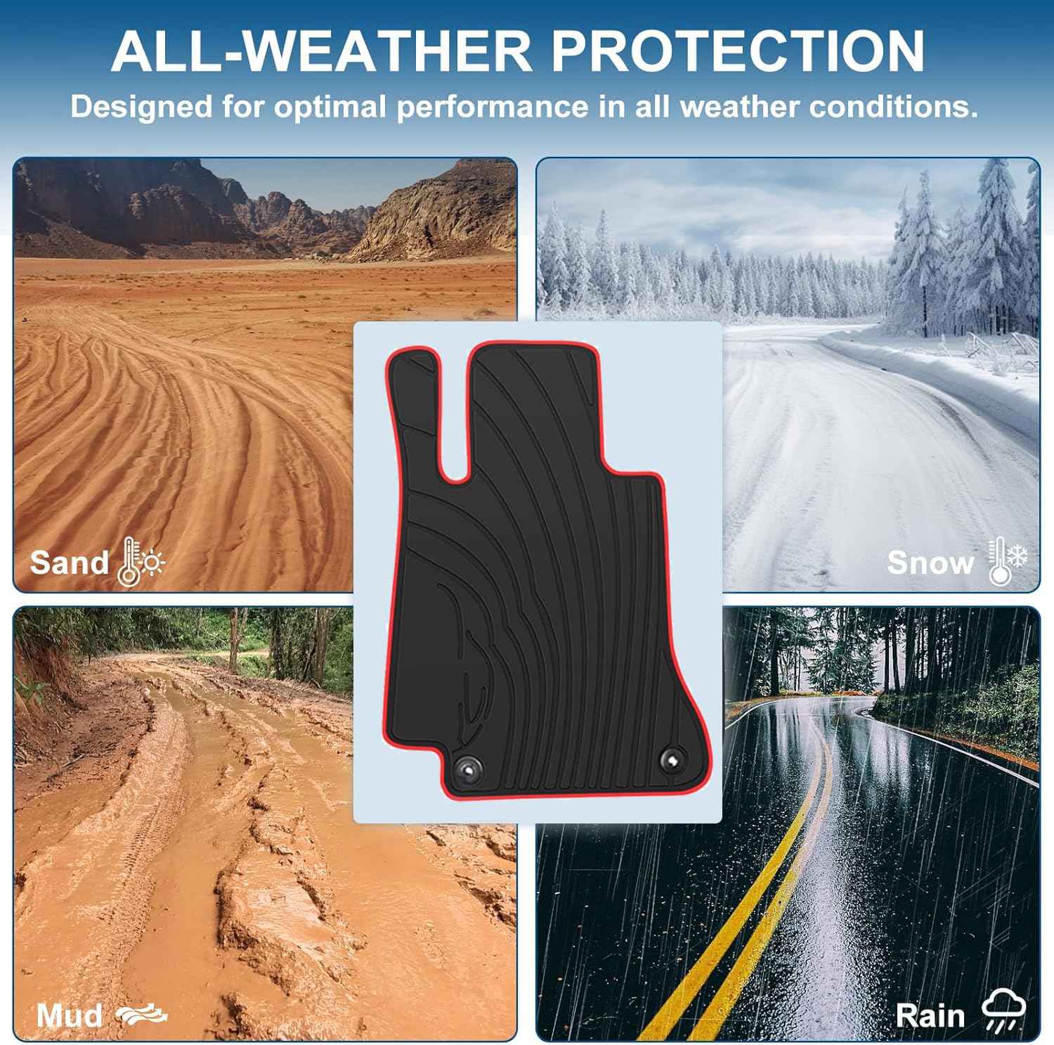 San Auto Car Floor Mats For Mercedes-Benz E-Class Sedan 2017-2023 W213 E300 E320 E400 E350 E63 E550 Custom Fit Black Red Rubber