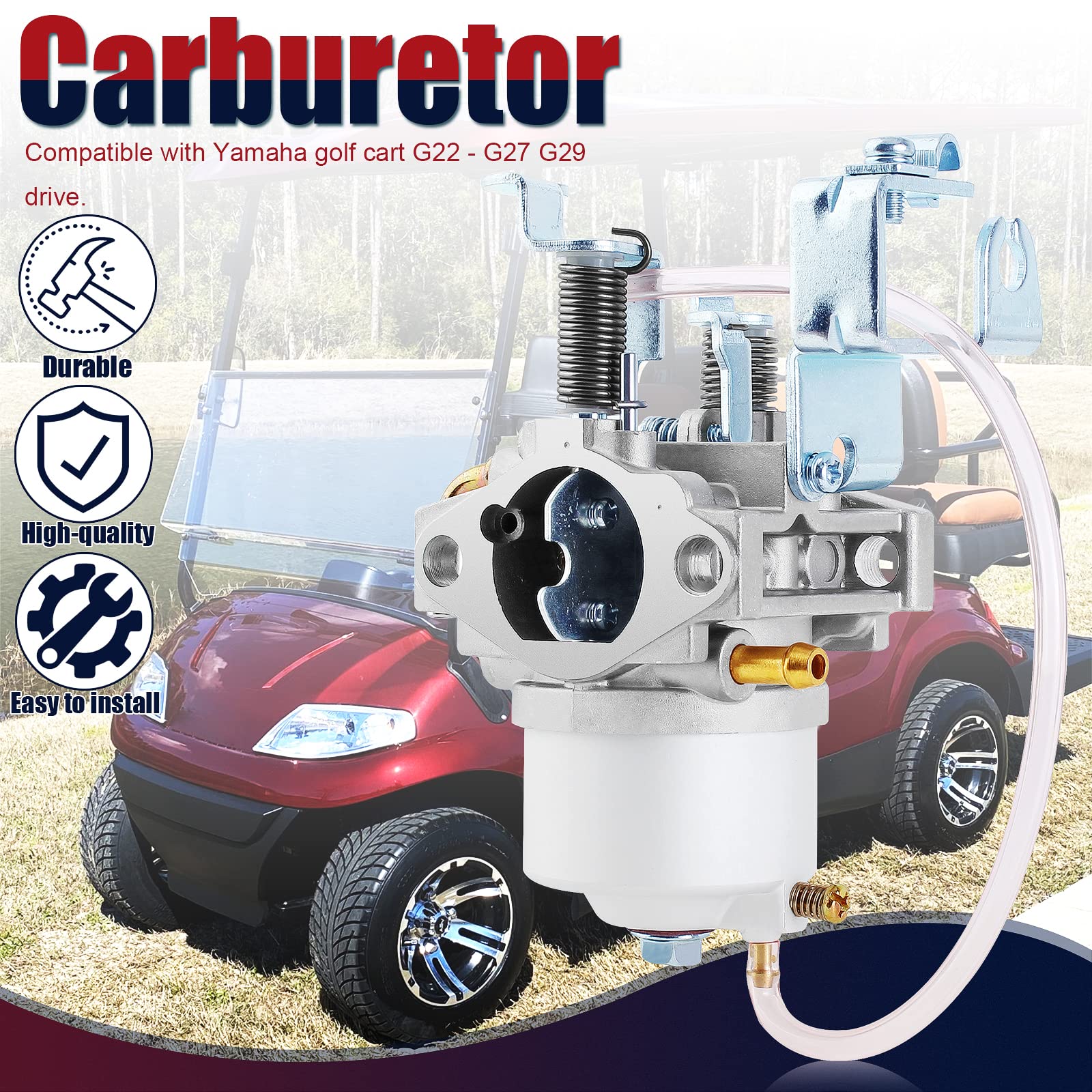 Qazaky G29 Carburetor Compatible With Yamaha Golf Cart G22 - G27 G29 4-Cycle Drive Engine Jr6-14101-00 Jr6-14101-01 Jr6-14101-02 13351 17560 520-185 Gas Club Car Carb 2003-Up