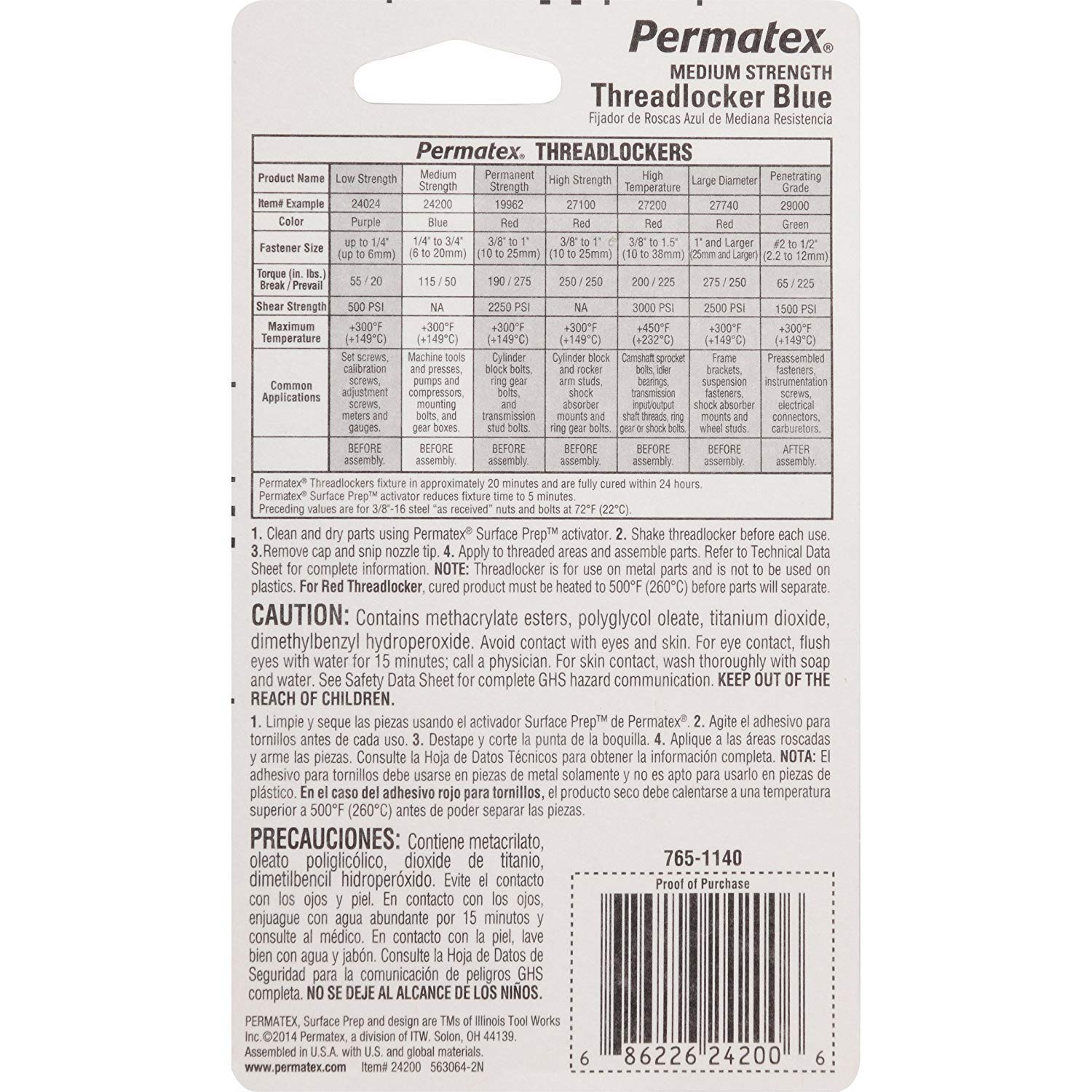 Permatex 24200 Medium Strength Threadlocker Blue, 6 Ml