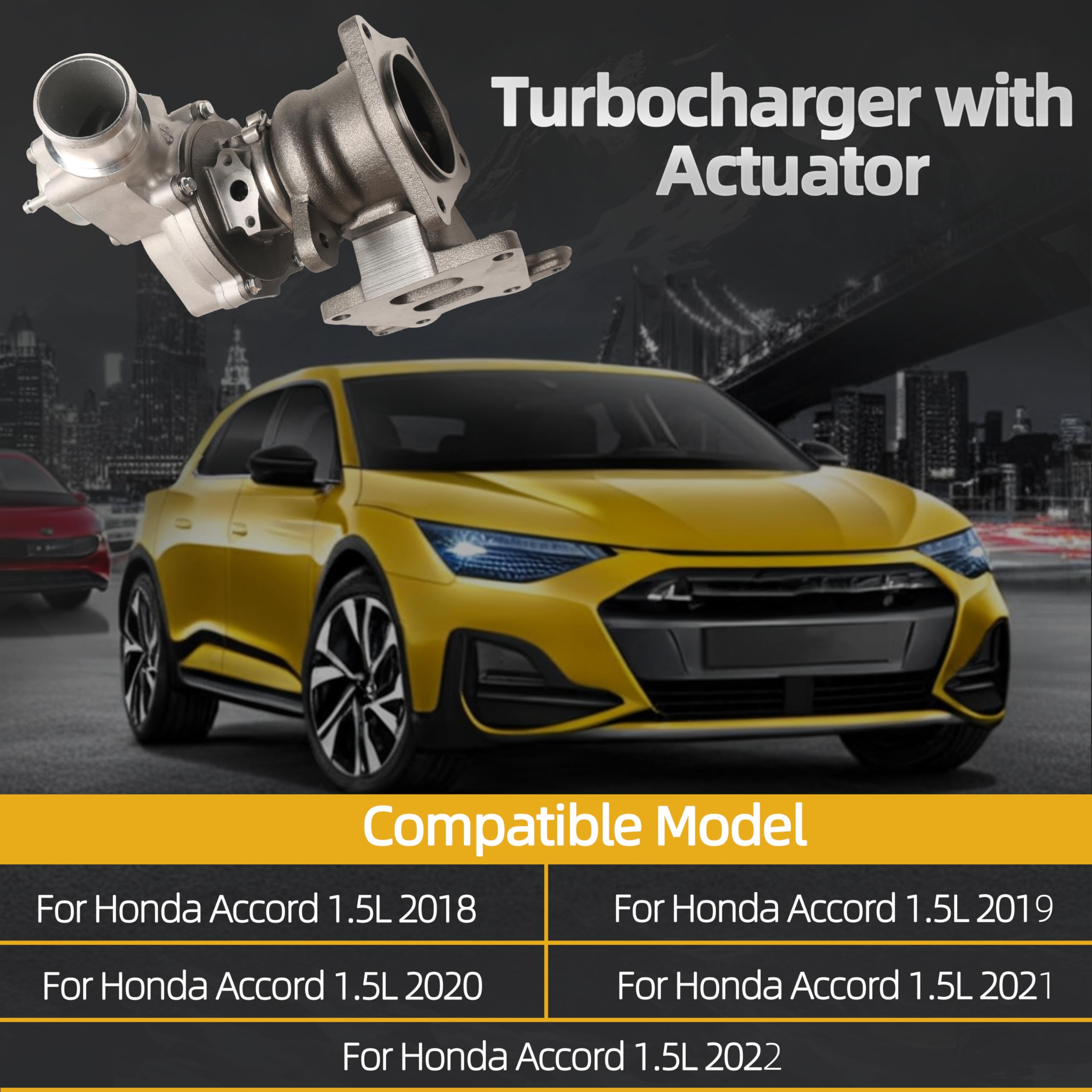 Turbo Turbocharger with Actuator for Honda Accord 1.5L 2018-2022, Replaces# 847-1654, 14039149-101, 189006A0001