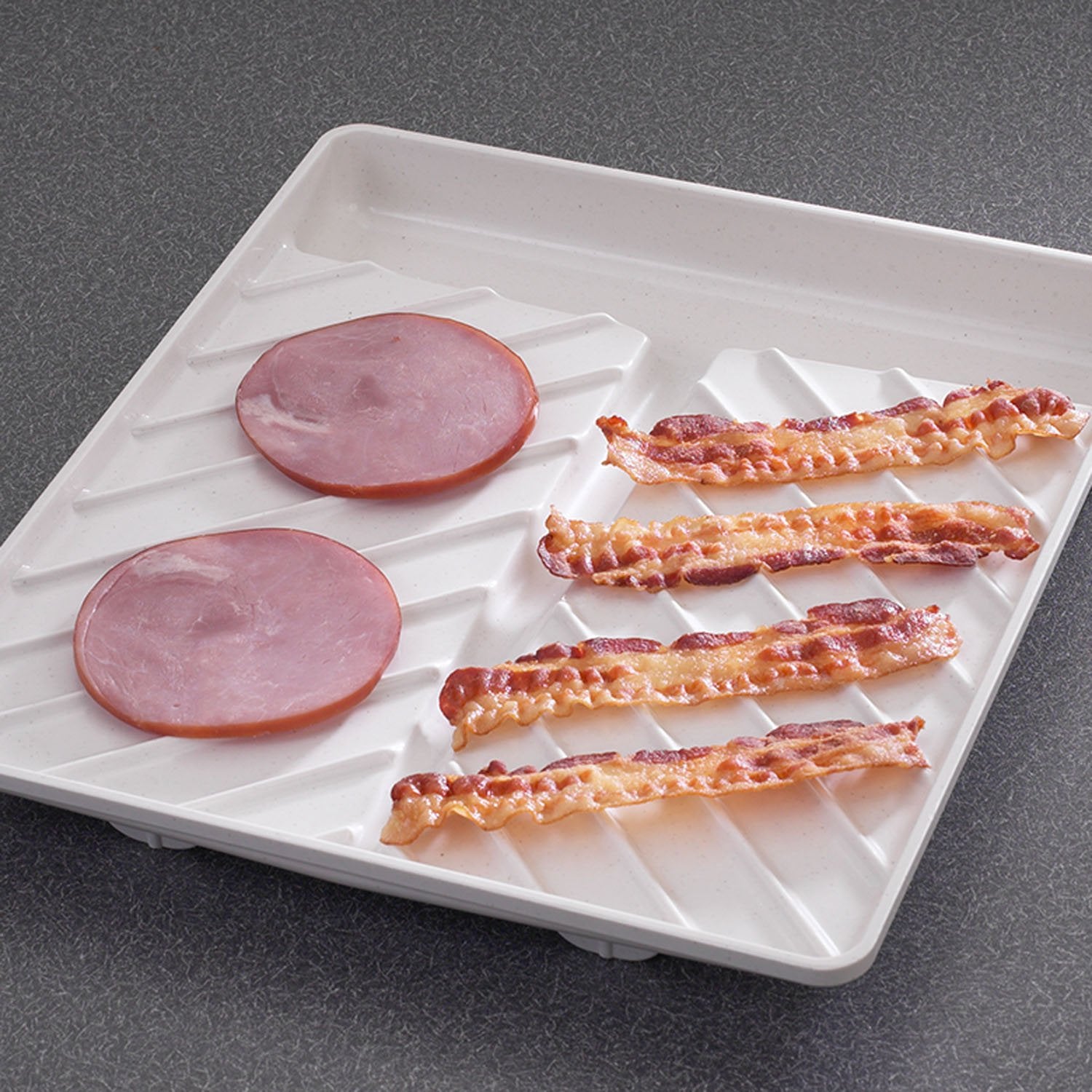 Nordic Ware Nordicware 60150 Microwave, White Large Slanted Bacon Tray And Food Defroster