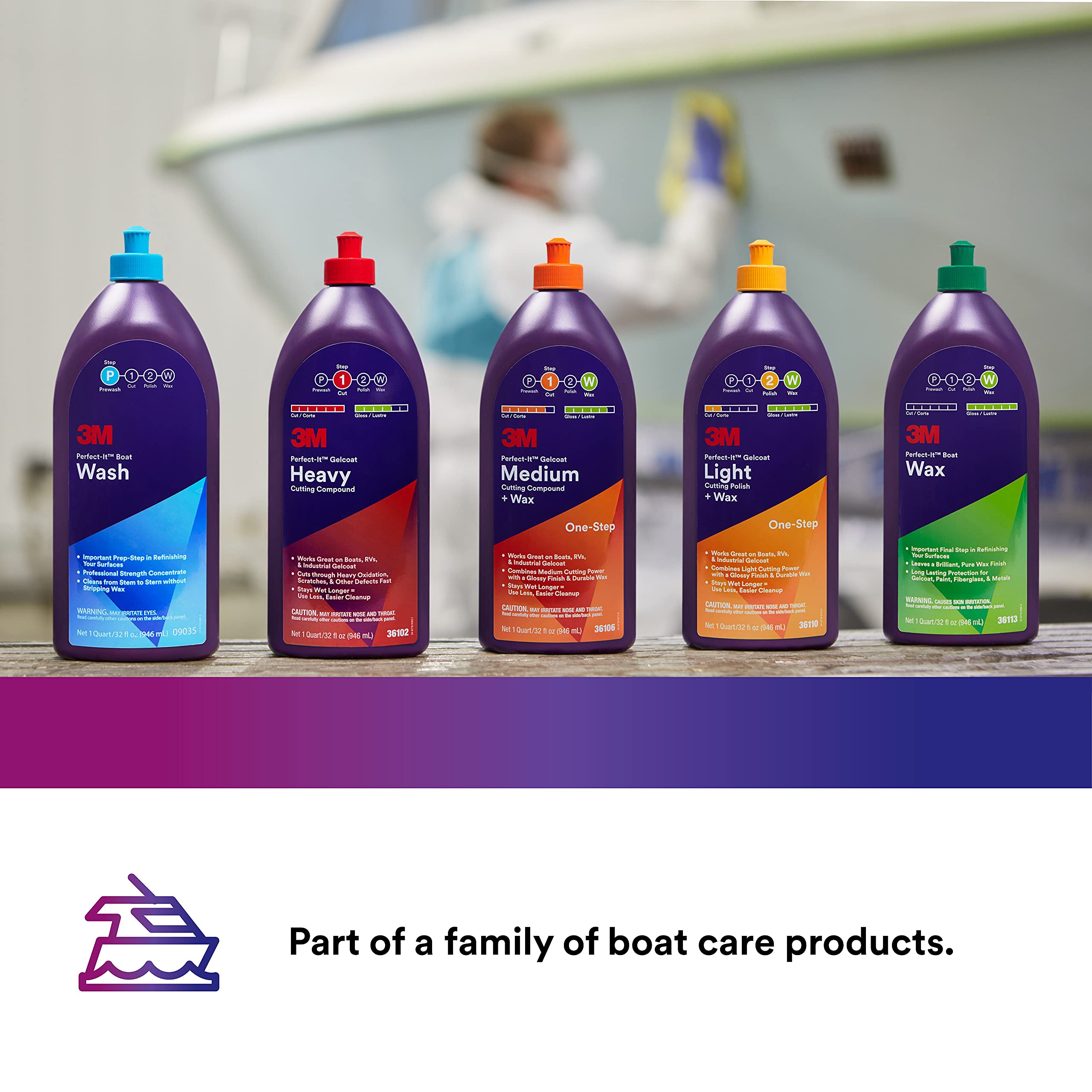 3M Perfect-It Gelcoat Heavy Cutting Compound, 36103, 1 Gallon, Fiberglass Oxidation Remover for Boats and RVs