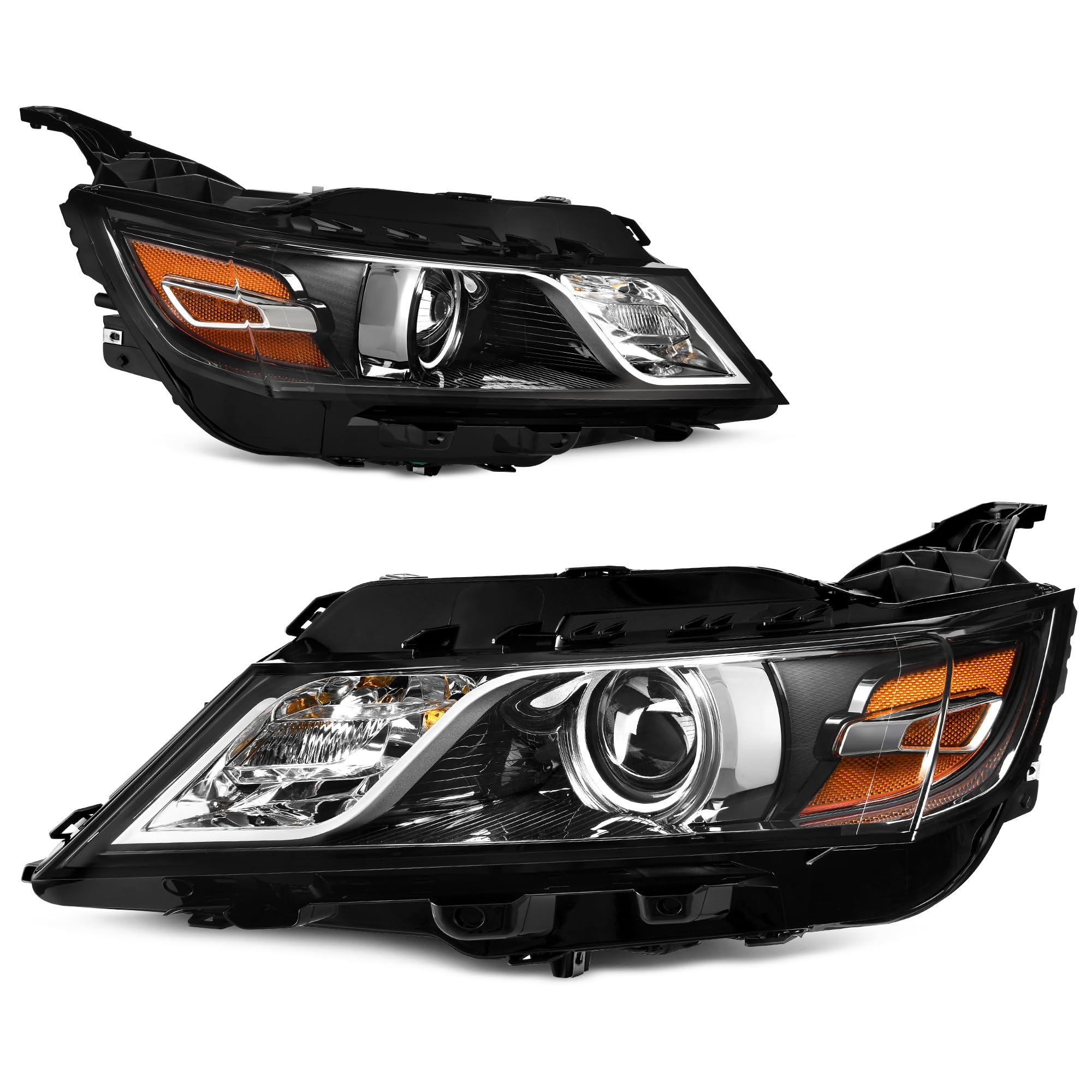 Autosaver88 Projector Headlights Assembly Compatible With 2014-2020 Chevy Impala Factory Halogen Headlamp With Bulbs Black Housi
