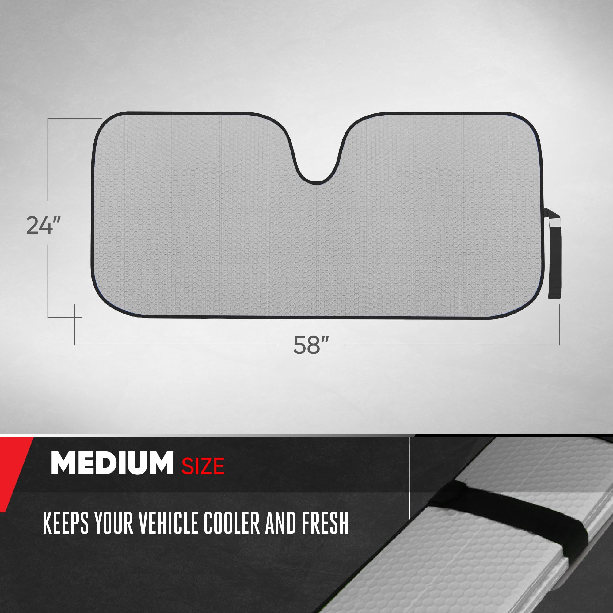 Motor Trend Accordion Gray Car Windshield Sun Shade - Car Sun Visor Sun Shade For Windshield - Window Shades For Suv & Truck - D