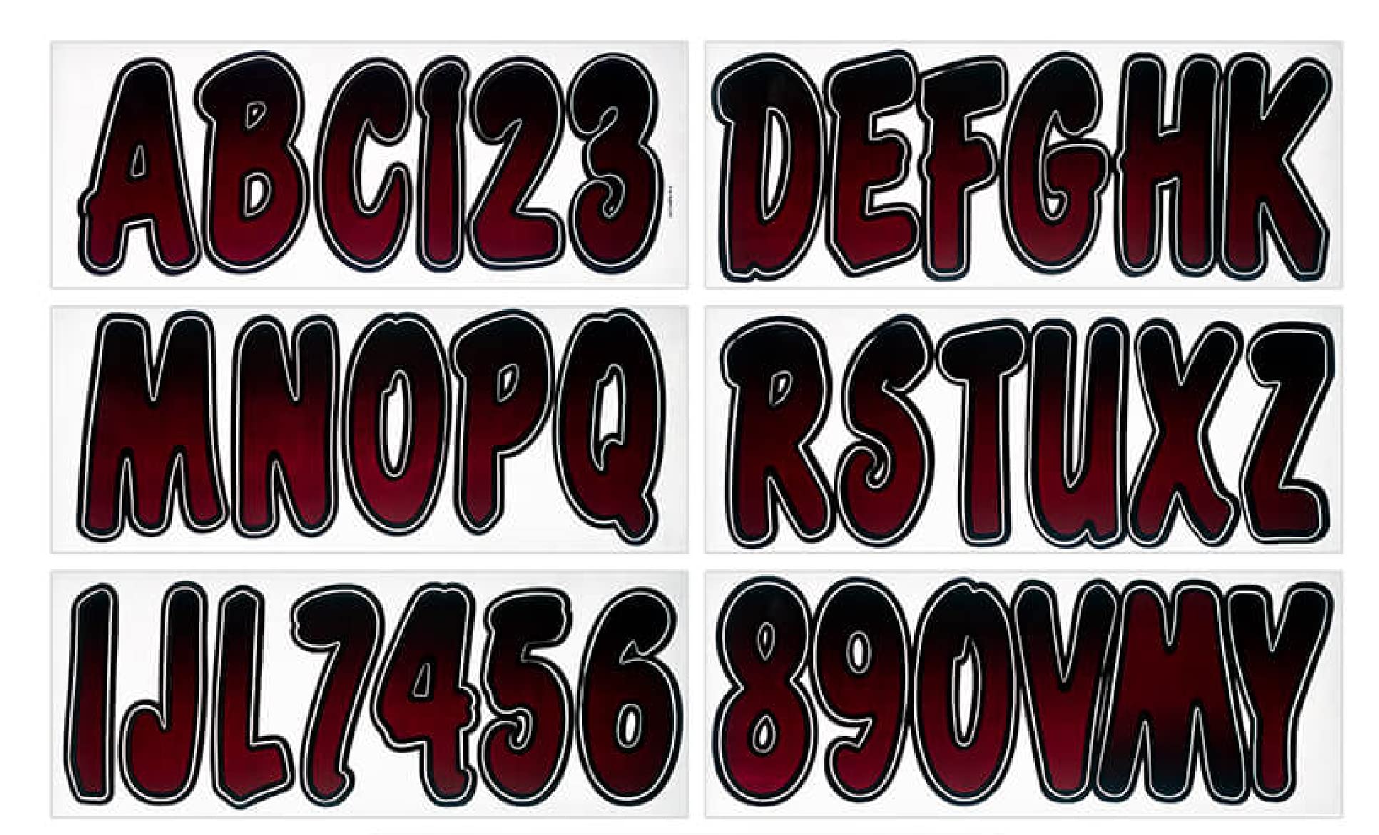 Hardline Products Series 200 Factory Matched 3-Inch Boat & Pwc Registration Number Kit, Burgundy/Black - Rubkg200
