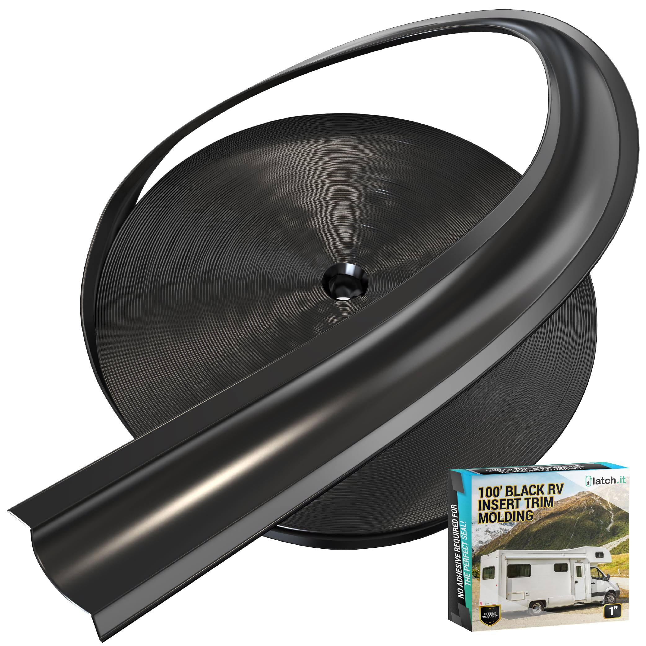 Latch.It Rv Trim Molding Insert 1    (Black) | 100 Rv Trim Molding Exterior | Uv-Resistant Vinyl Rv Corner Molding | Durable Rv 