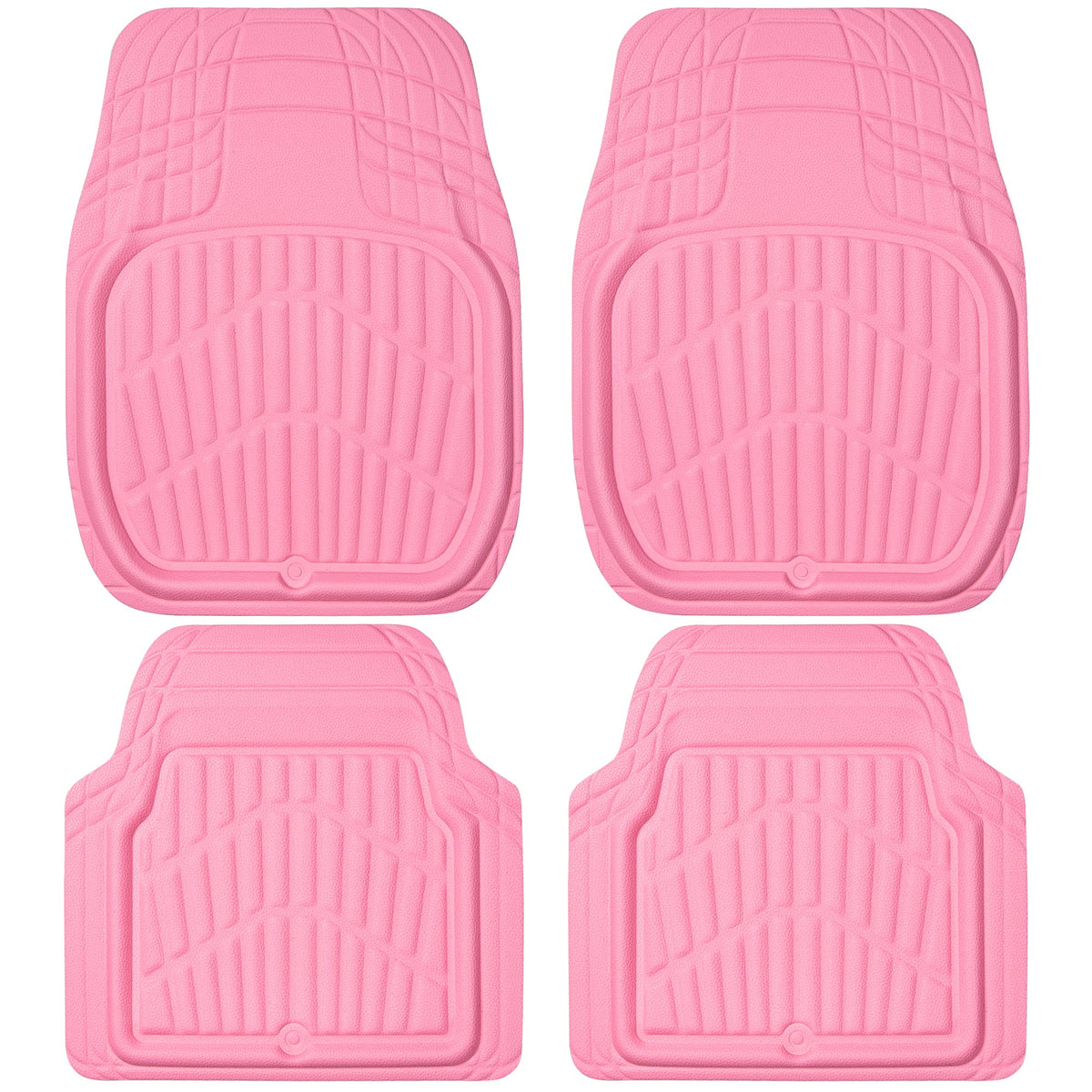 Car Pass 4 Piece Leather Car Floor Mats -3D Cute Girly Waterproof All Weather Car Mat Full Set, Universal Trim To Fit & Anti-Slip Burr Bottom & Light Easy Clean For Suv Truck Auto Sedan Van(Pink)