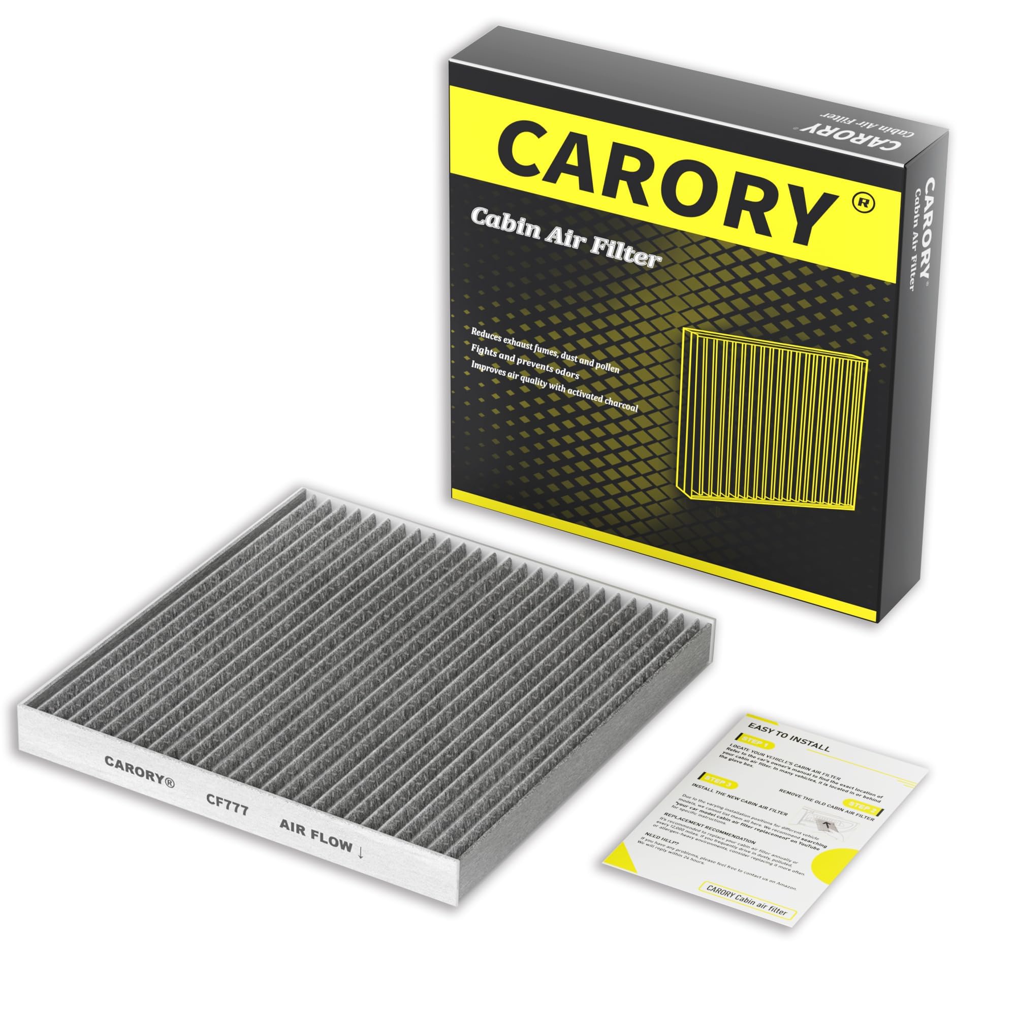 CARORY Cabin Air Filter w/Activated Carbon for Ford Ranger 2019 2020 2021 2022 2023, KB3Z19N619A, CF12776, FP-88