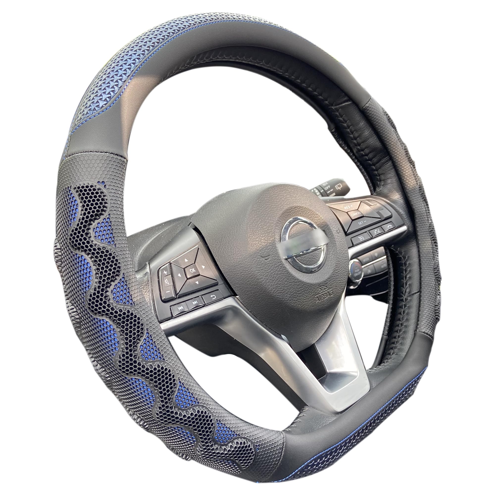Pinctrot D Shaped 14 Inch Small Sized Steering Wheel Cover Great Grip With 3D Honeycomb Anti-Slip Design, Flat Bottom 14 Inch (B