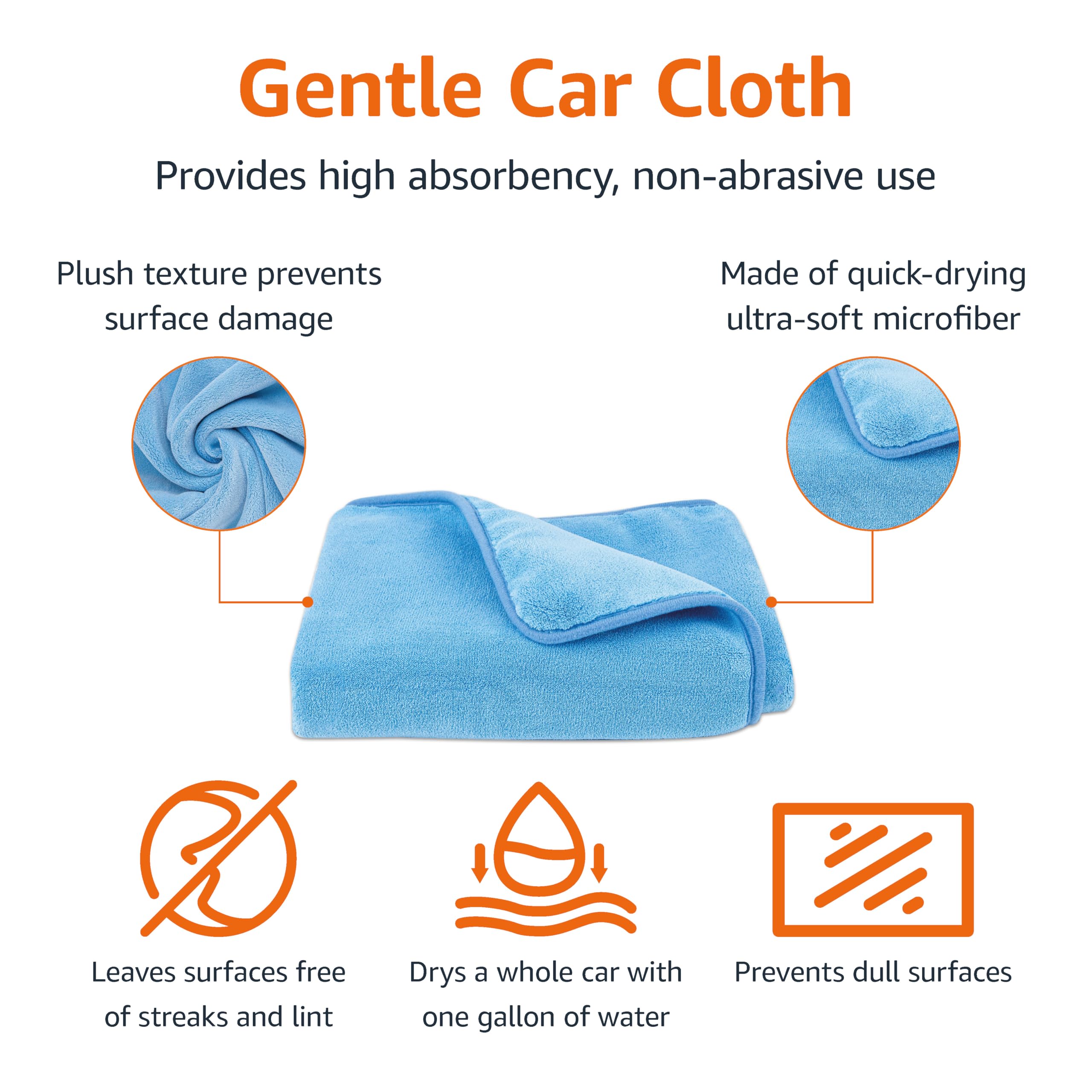 Amazon Basics Microfiber Car Drying Towel, 36''L x 25''W, Blue