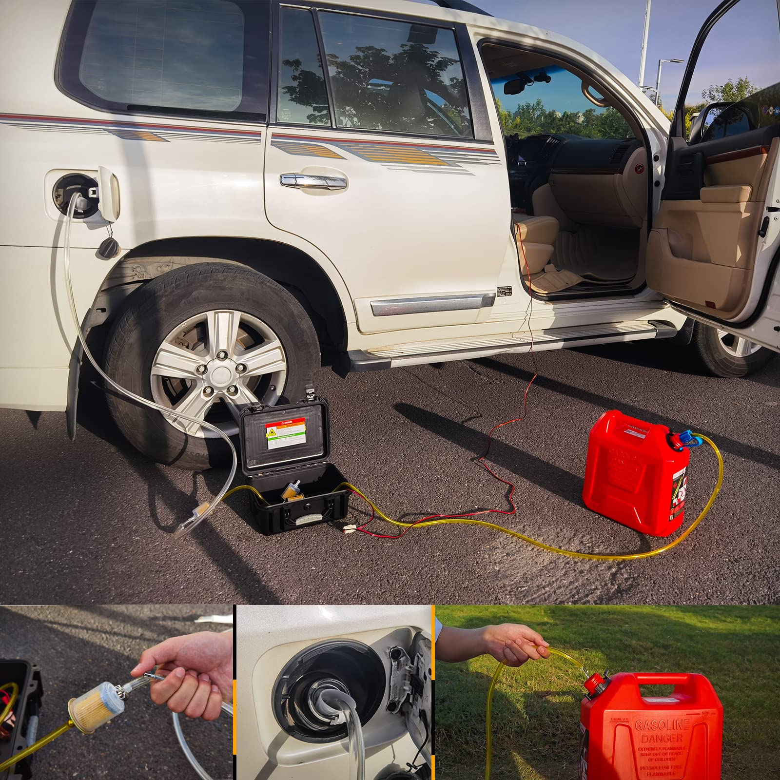 Fuel Transfer Pump 12V, Moves Up To 30 Gallons Of Gas Or Diesel Per Hour, With Patented Pulley Lead Pipe, Great For Vehicles, Bo