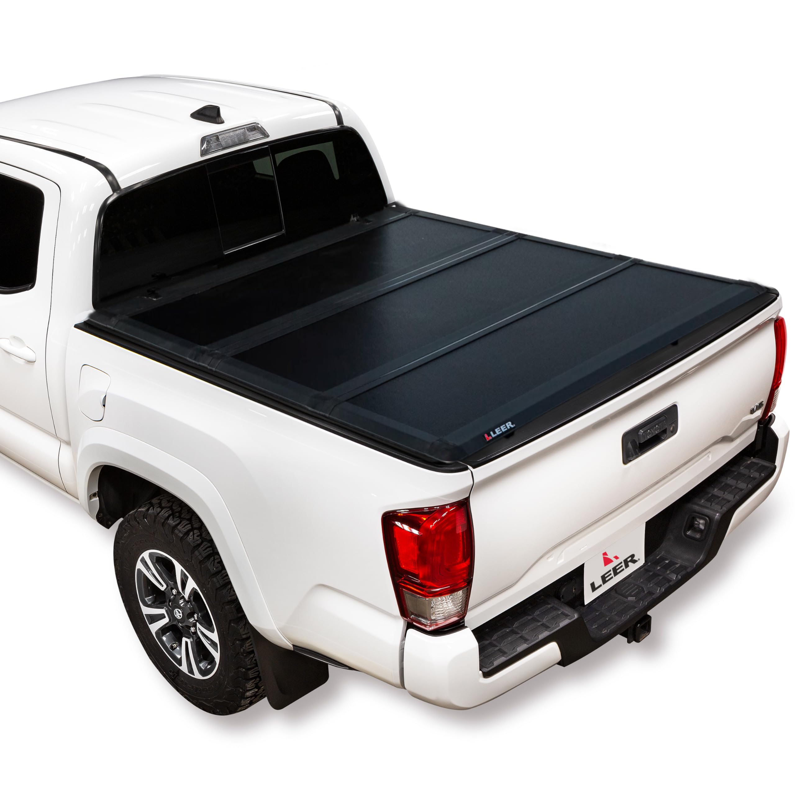 Leer Hf350M Tri-Folding Truck Bed Tonneau Cover, Fits Toyota Tacoma Double Cab With Deck Rail System, Years 2016-2023, 5'2'' Tru