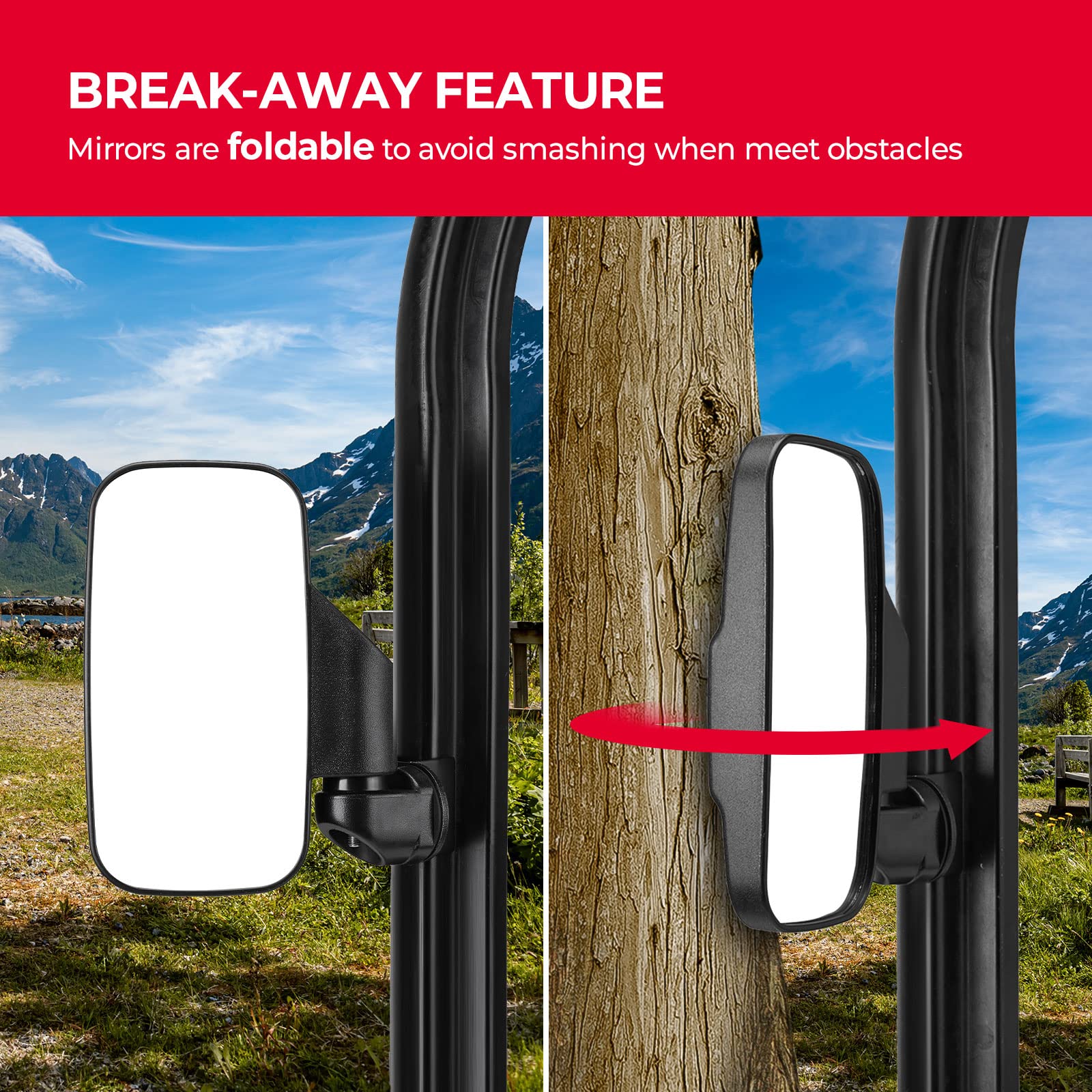 Kemimoto Utv Side Mirrors Pro-Fit Mirrors Are Compatible With Polaris Ranger General Can-Am Defender Maverick Trail Cfmoto Uforce W/Profiled Tube Adjustable Rear View Mirror With Seat Belt Bypass