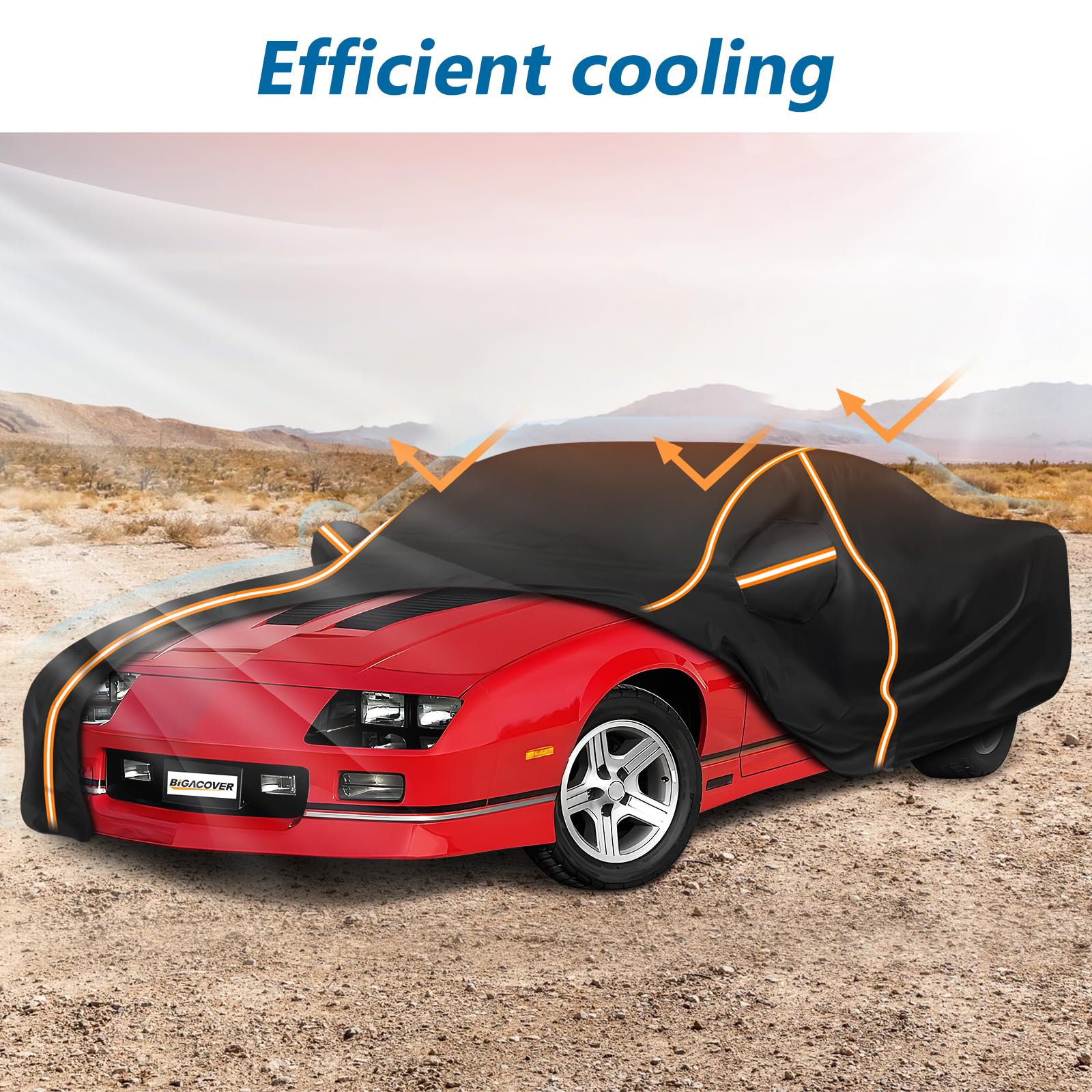 Car Cover For Chevy Camaro 1982-2002, Waterproof 210D Oxford Cloth And Cotton Cover Outdoor Full Car Covers With Zipper Windproo