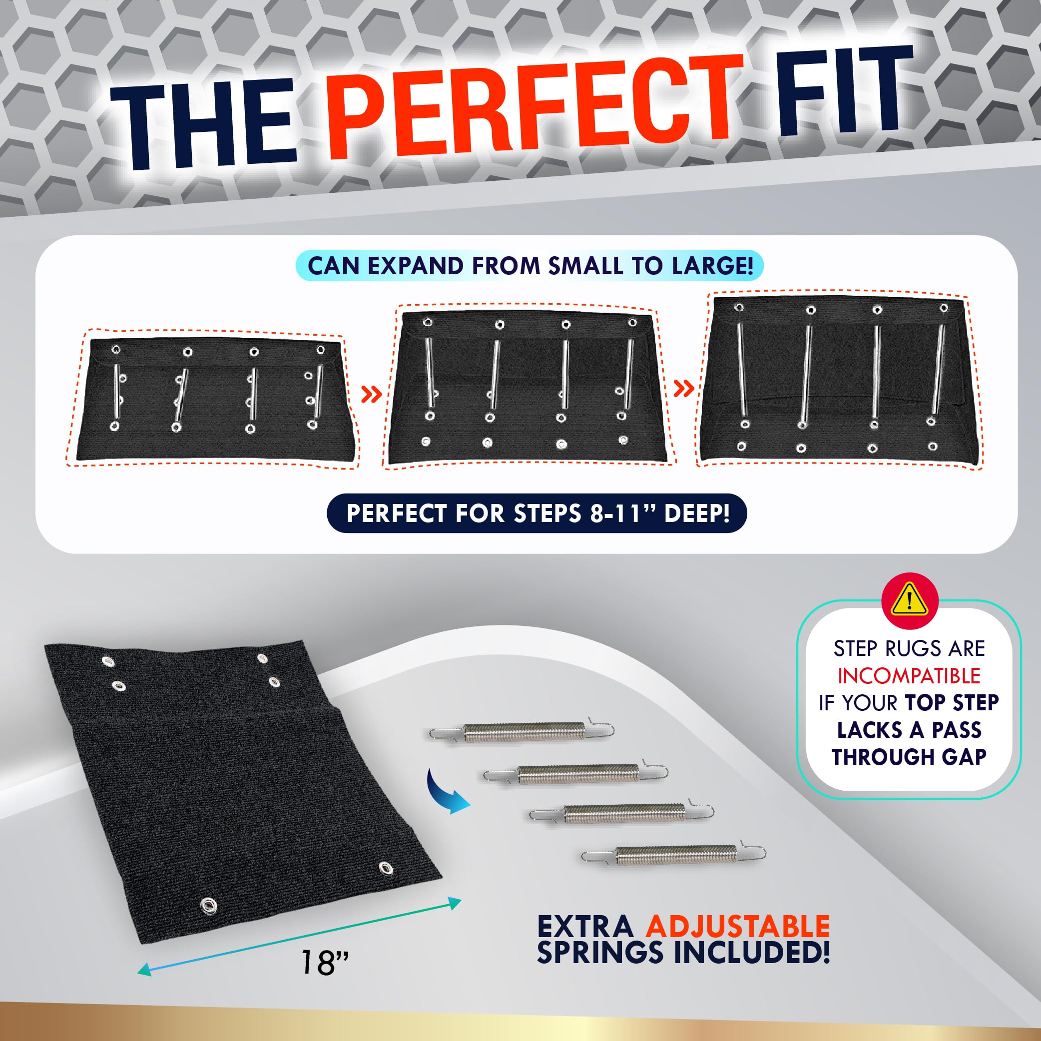 Latch.It Rv Step Covers 4 Pack | 18'' Wide Camper Step Carpet Covers | Camper Step Covers | Rv Step Carpet Best Fits 8-11'' Deep