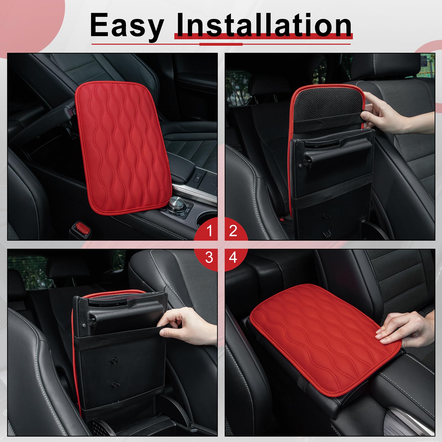 Amiss Auto Center Console Pad, Universal Waterproof Car Armrest Seat Box Cover, Car Interior Accessories, Leather Auto Armrest C