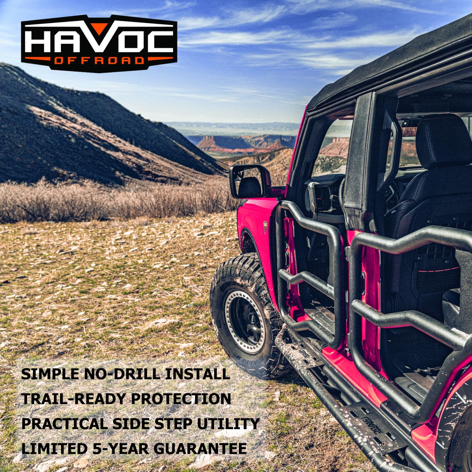 Havoc Offroad Trailcrawler Steps | Pair, Steel, Black | Hfb-06-002 | Fits 2021-2024 Ford Bronco 4-Door