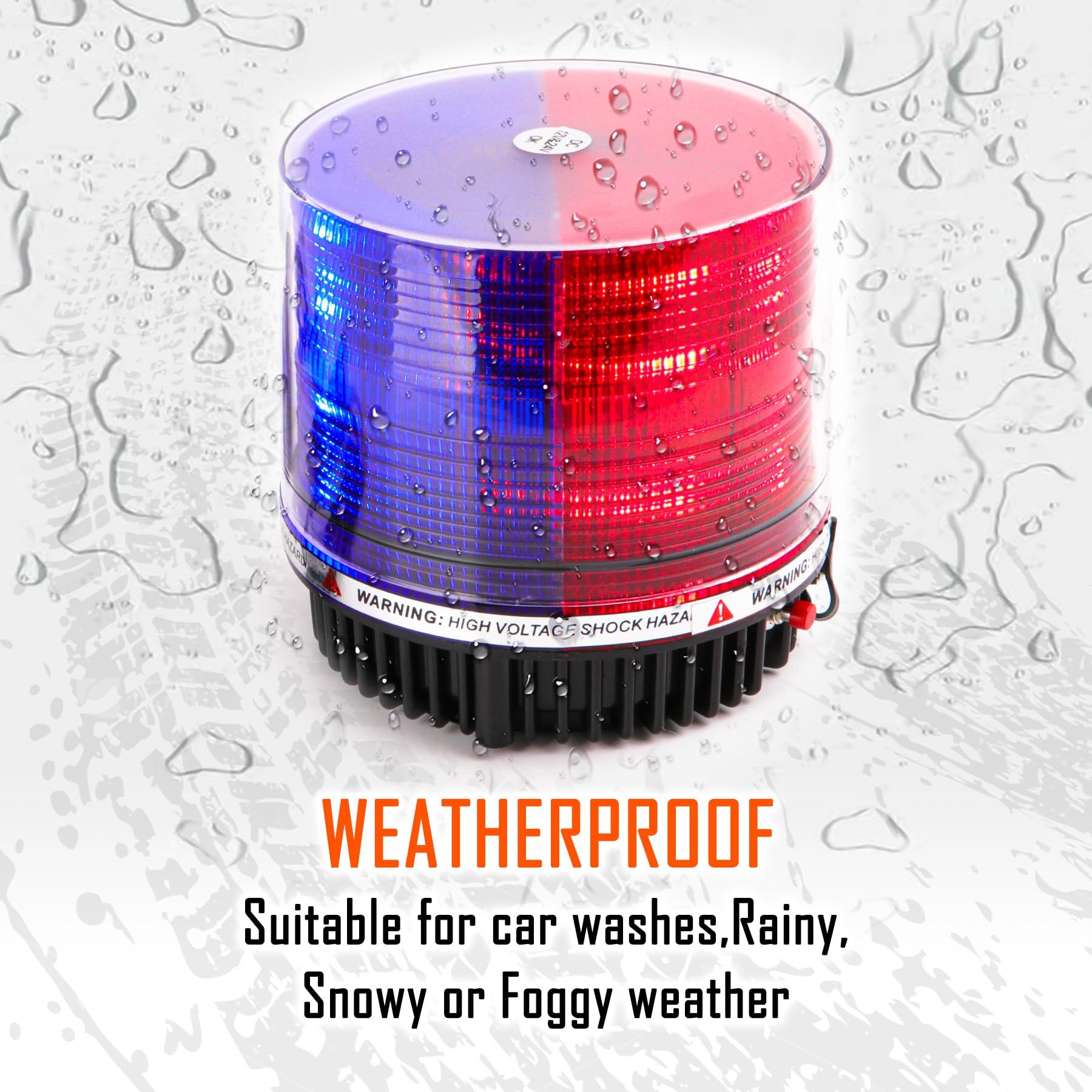 LE-JX Wireless Rotating Beacon Light - Red/Blue 18 LED, Metal, Rechargeable, Magnetic Base, Model US04-2213
