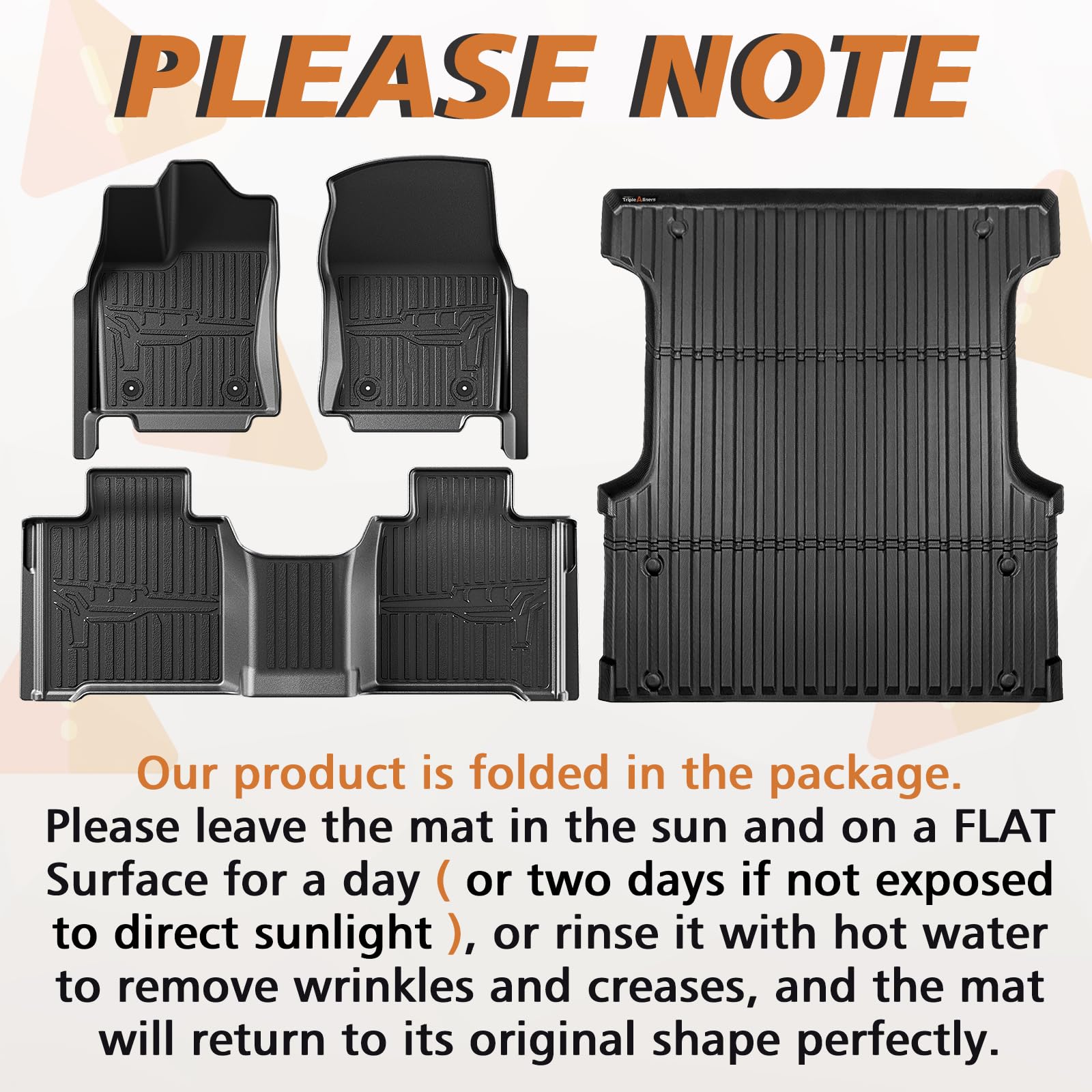 Triplealiners Truck Bed Mat & Floor Mats Front Rear Full Set Compatible With Toyota Tundra 2022-2024 2025 Crewmax Cab Accessorie