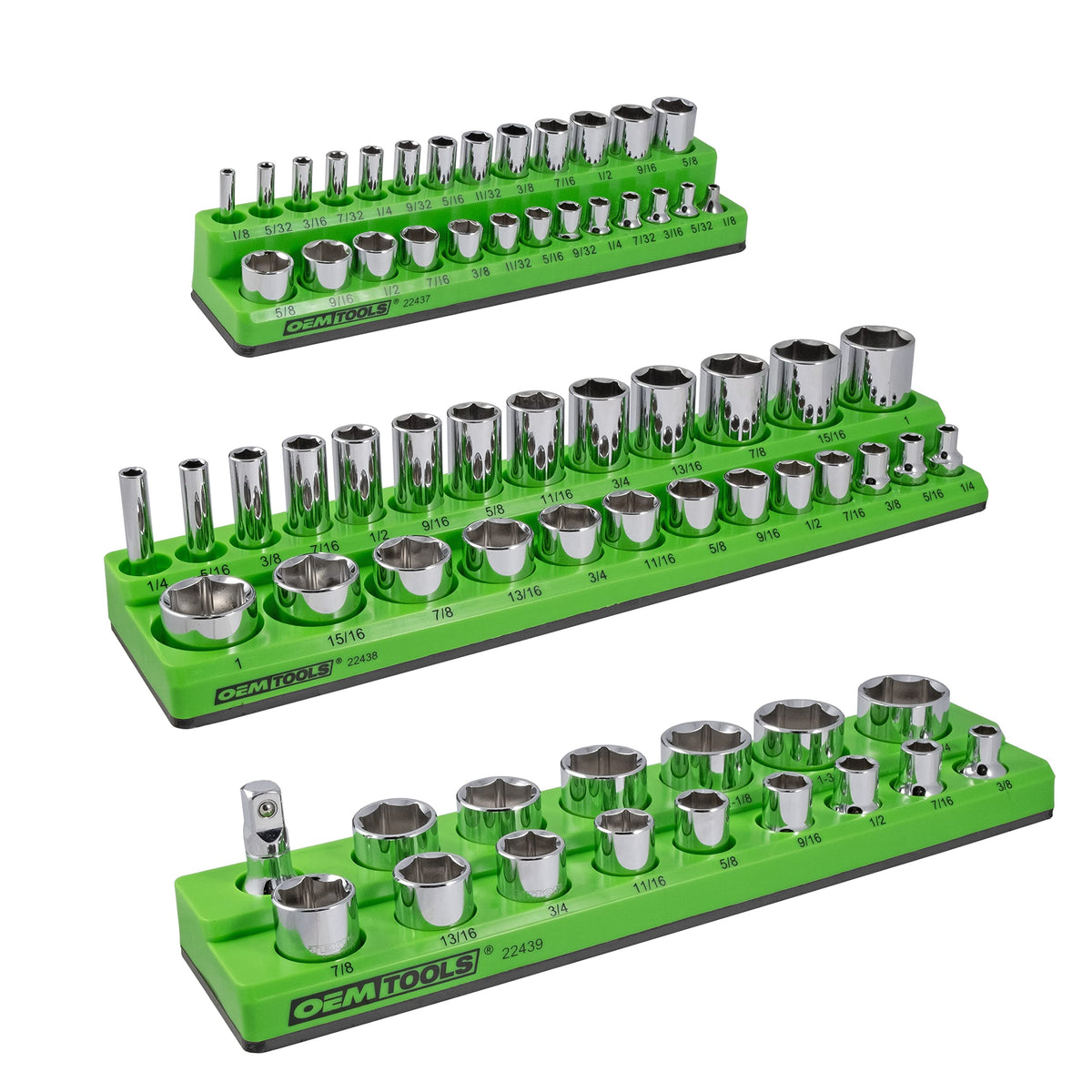 Oemtools 22485 3 Piece Sae Magnetic Socket Organizers, Socket Organizers For Toolboxes, Socket Organizer, Magnetic Socket Holder
