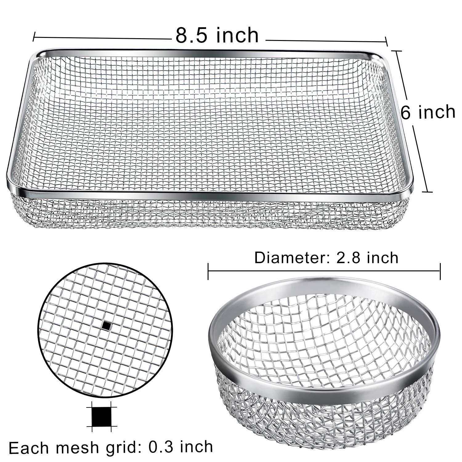 Toodoo 3 Pack Flying Insect Screen Rv Furnace Vent Cover (2.8 Inch)(8.5 X 6 Inch) Stainless Steel Mesh With Installation Tool