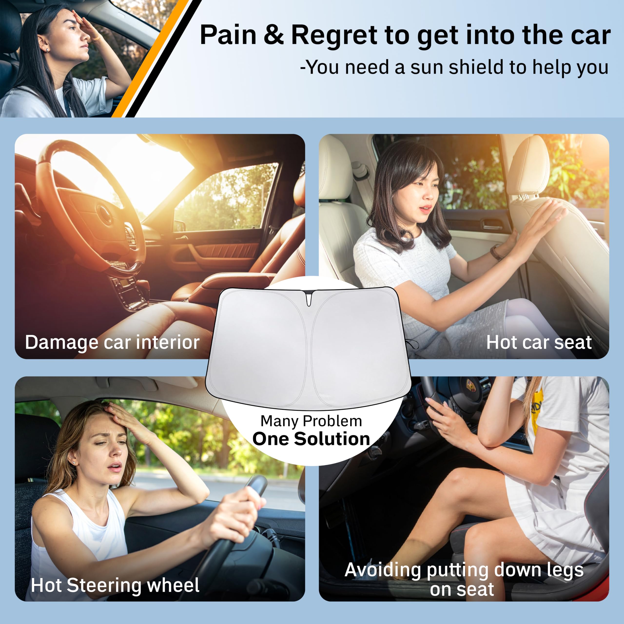 For Ford F-150 2022-2024 2025 Econour Car Windshield Sunshade With Storage Pouch - Front Window Sun Protector For Uv & Sun Heat