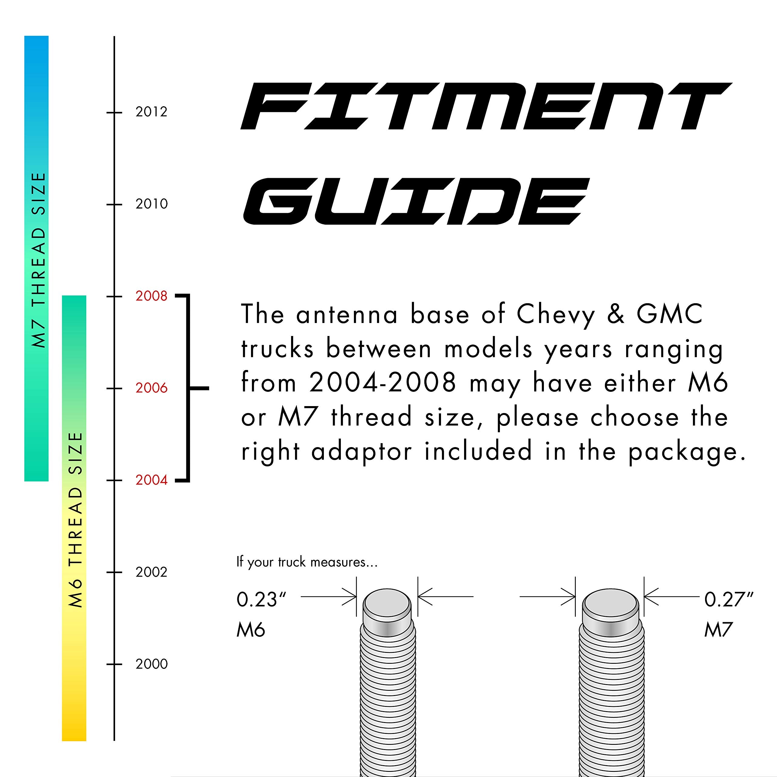 Rydonair Short Antenna Compatible With Chevy Silverado & Gmc Sierra Trucks All Model Years, Internal Copper Coil For Enhanced Reception, Car Wash Proof, 7 Inches Rubber Antenna Replacement