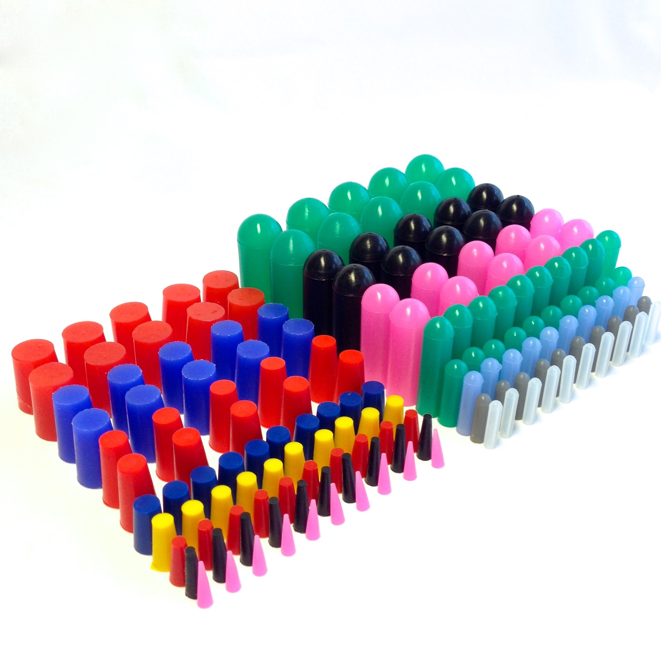High Temp Masking Supply 160 Piece Silicone Rubber Plug and Cap Set - 1/16 to 3/4 Range - for Powder Coating, Painting, Ceramic 