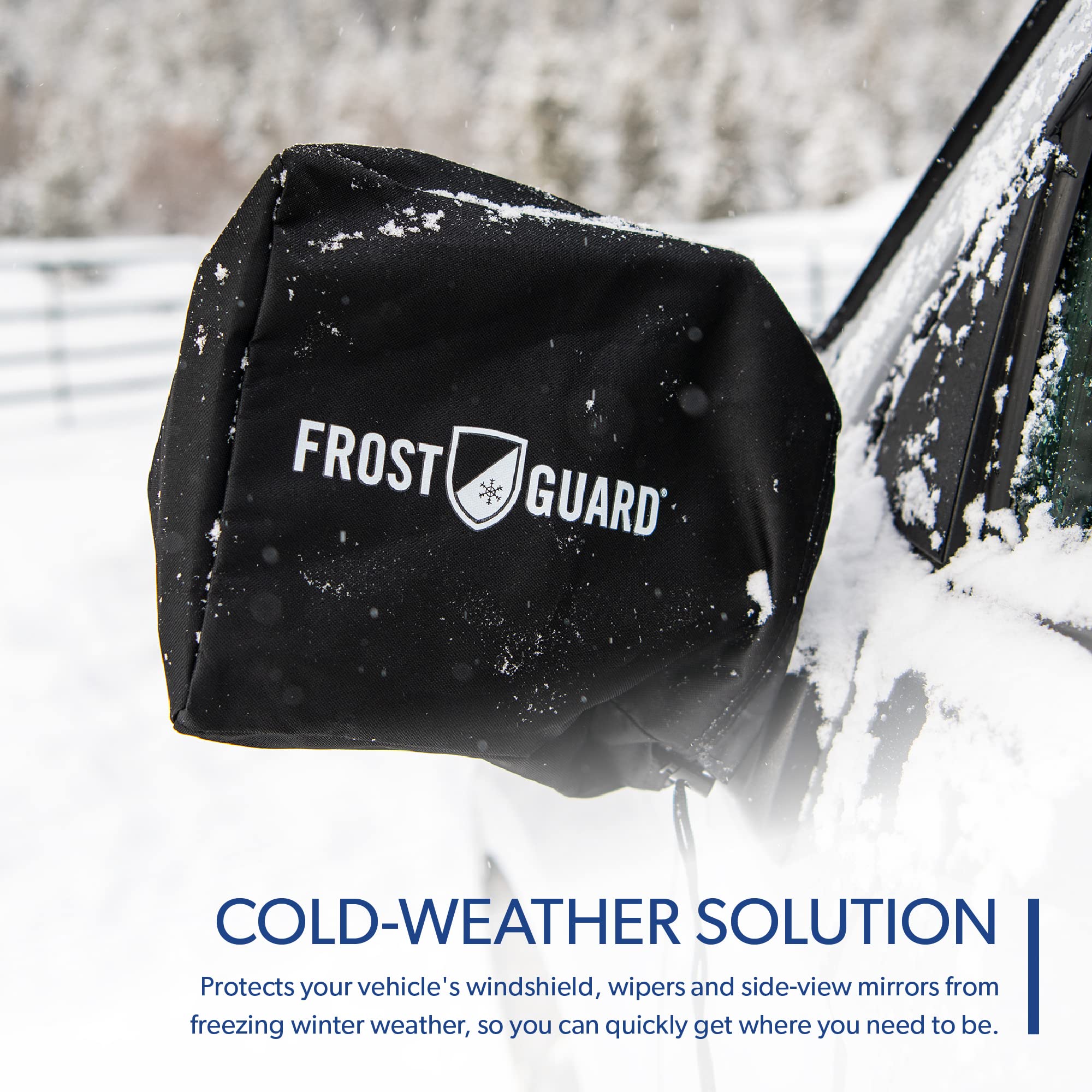 Frostguard Plus Winter Windshield Cover With Built-In Security Panels And Wiper Blade Coverage + Mirror Covers - Weather Resista