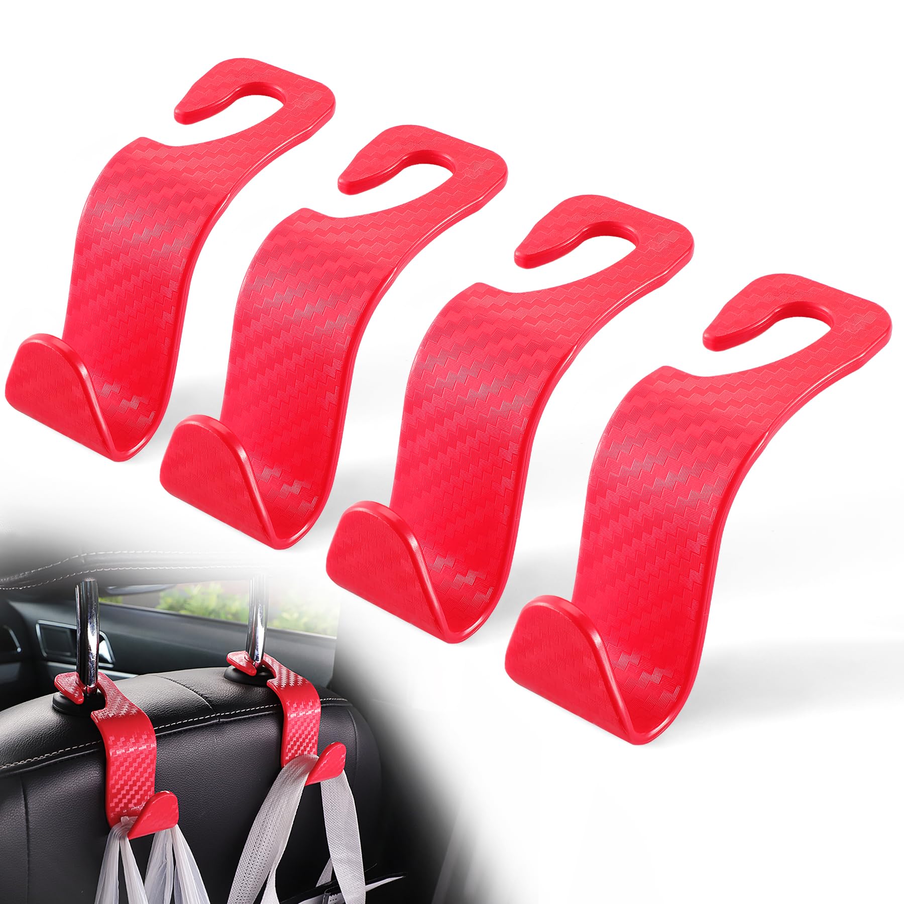 Livtee Car Purse Hook, Headrest Hook For Car, 4 Pack Universal Auto Car Seat Headrest Hook Hangers Organizer For Purse Coat Umbr