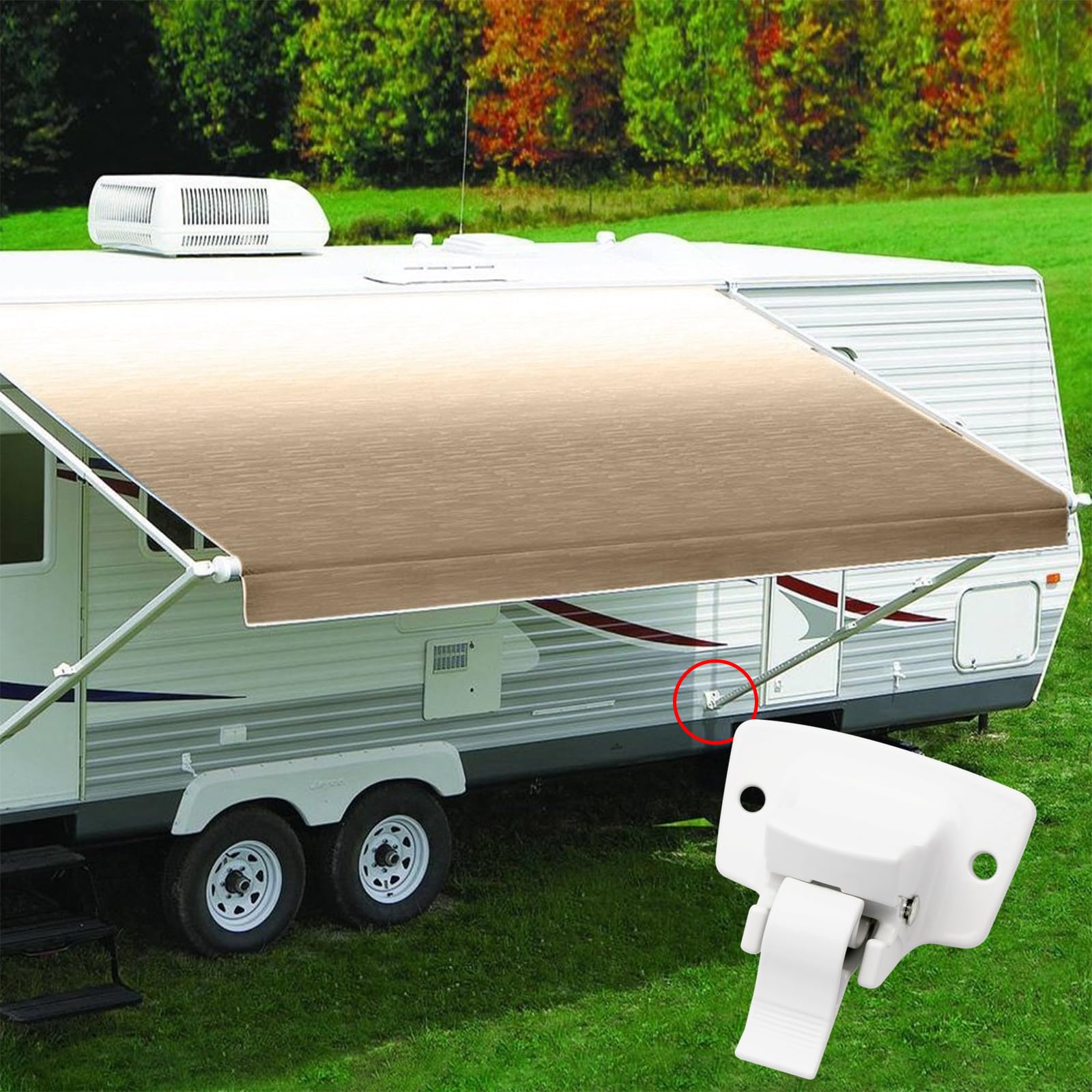 2pcs Bottom Bracket Kit, Wall Mount Bracket Assembly for RV Camper Trailer, Awning Mounting Bracket Fits for RV Camper Trailer 3