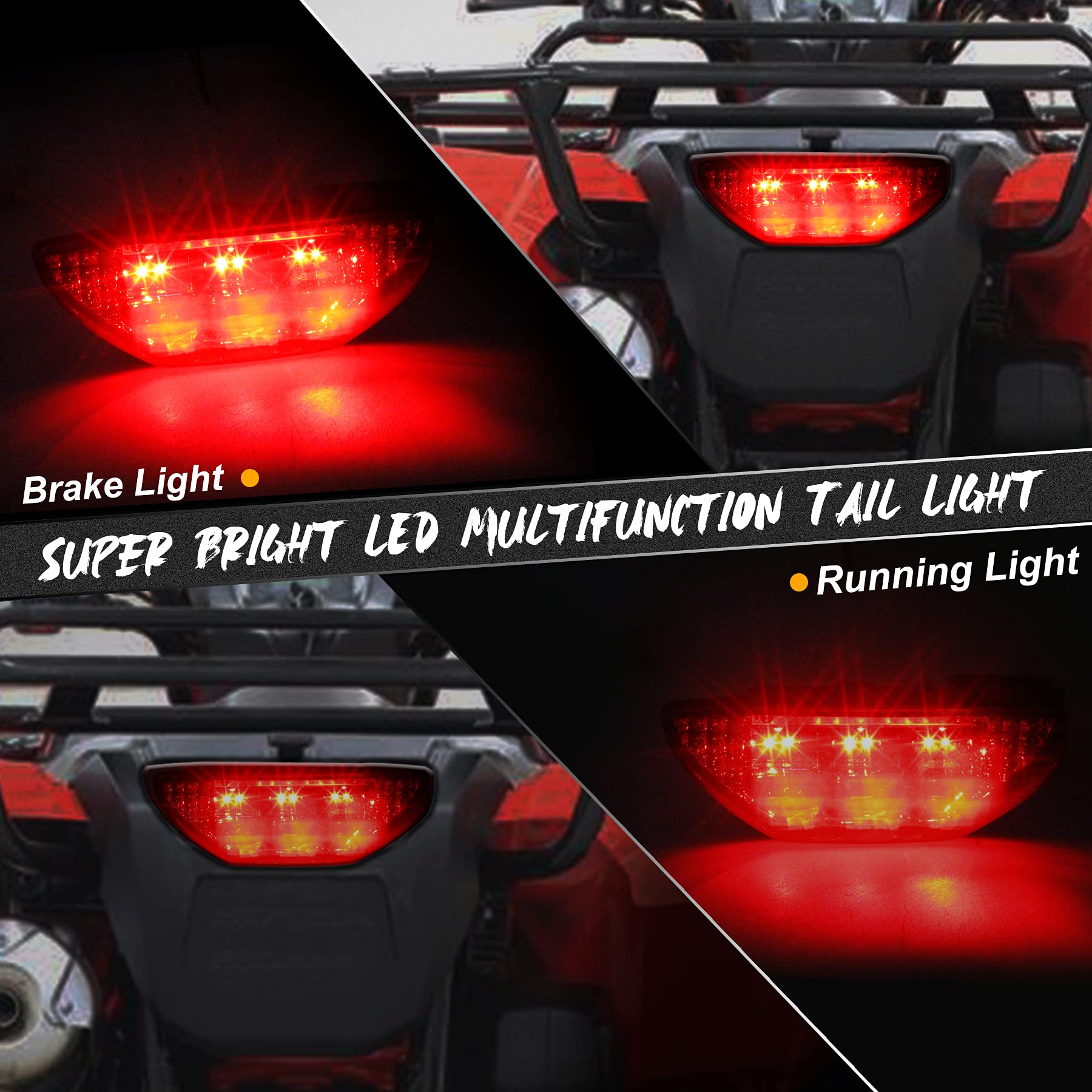 Quasco Smoked Led Brake Tail Light Atv Motorcycle Taillight Compatible With Honda Trx 250 300 400Ex Trx400X 500 700