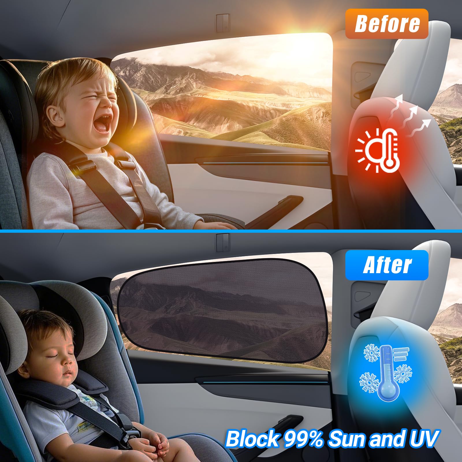 ZATOOTO Car Window Shades for Tesla Model Y Rear Window, Baby Window Shades for Back Window Sun Shade Semi-Transparent Cling Car