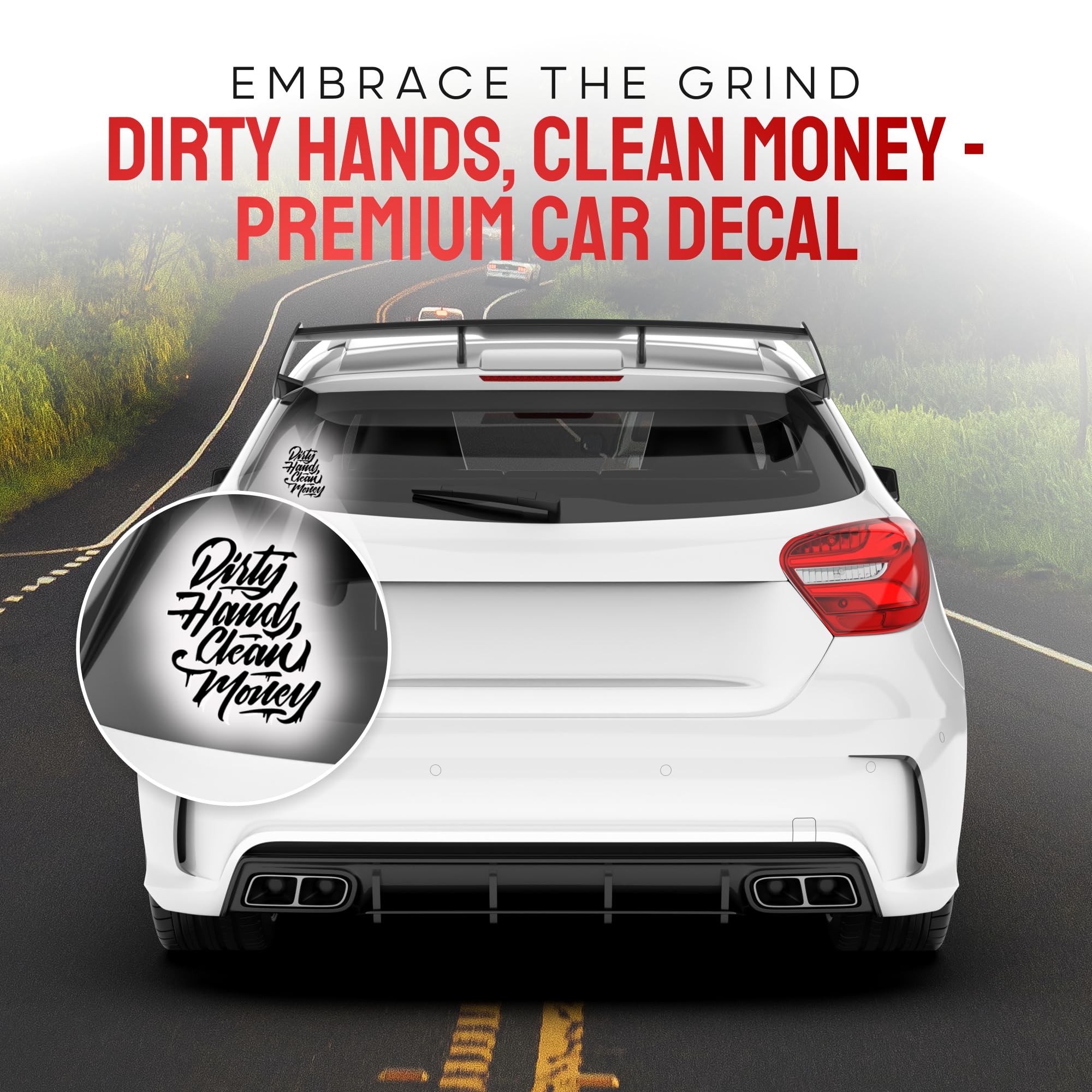 GRITKULTURE Dirty-Hands-Clean-Money Decal Sticker for Vehicle Truck Bumper Cars Window Wall Mirror Decoration (Black)