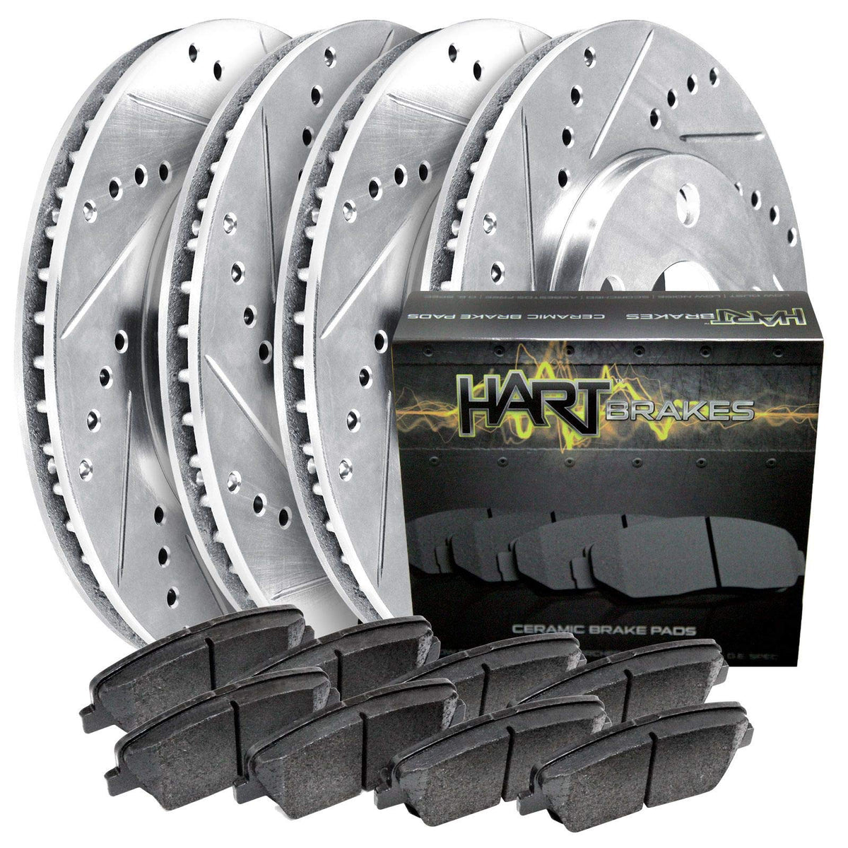 Hart Brakes Front Rear Brakes And Rotors Kit |Front Rear Brake Pads| Brake Rotors And Pads| Ceramic Brake Pads And Rotors |2016-