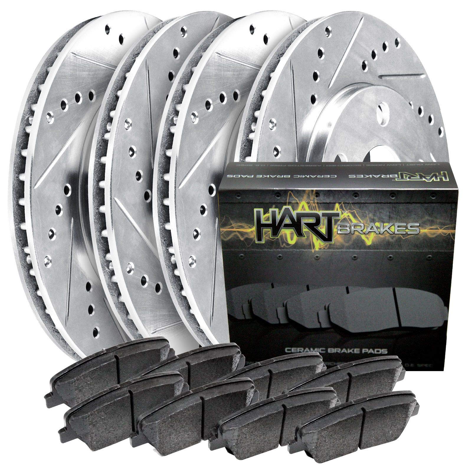 Hart Brakes Front Rear Brakes Pads And Rotors Kit| Brakes Rotors| Brakes And Rotors Kit Front And Rear| Heavy Duty Front Rear Br