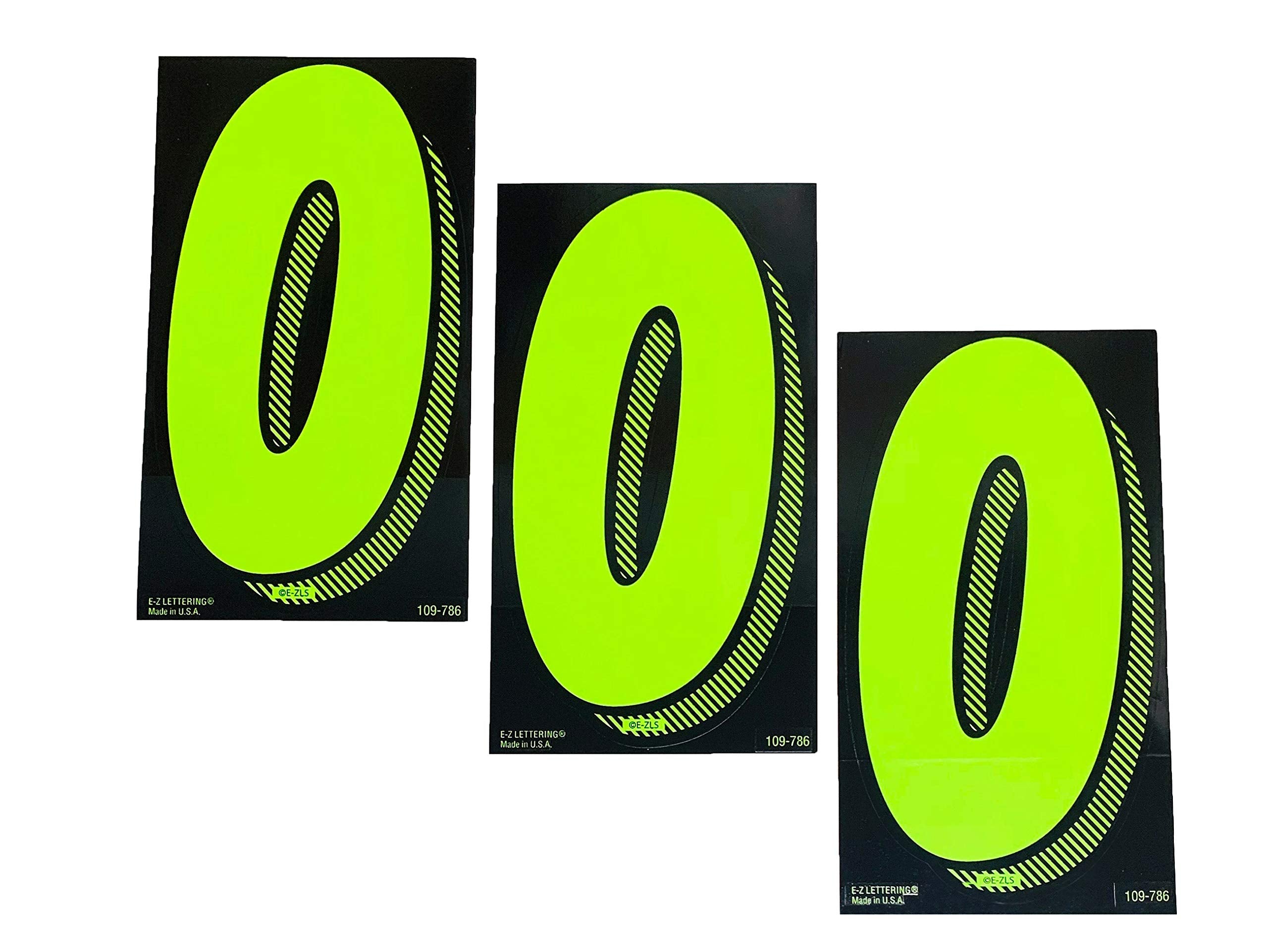 EZ Line Vinyl Decals for Cars Chartreuse Large Number Stickers Windshield Pricing Number (Number 0)