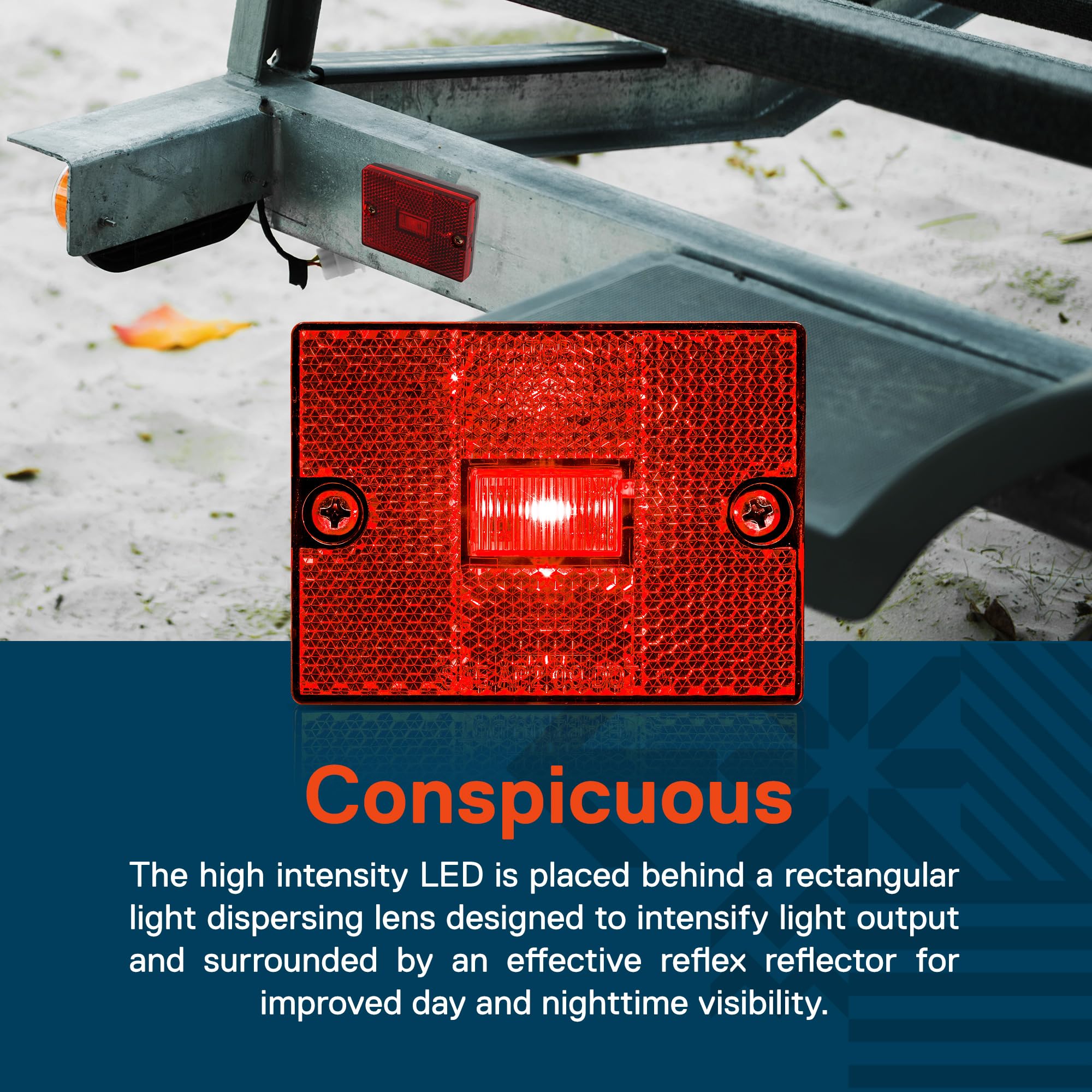 True Mods 2X3 3X2 Inch Red Led Stud-Mount Side Marker Light [Dot Fmvss-108] [Sae Ap2] [Ip67 Waterproof] [Integrated Reflector] F