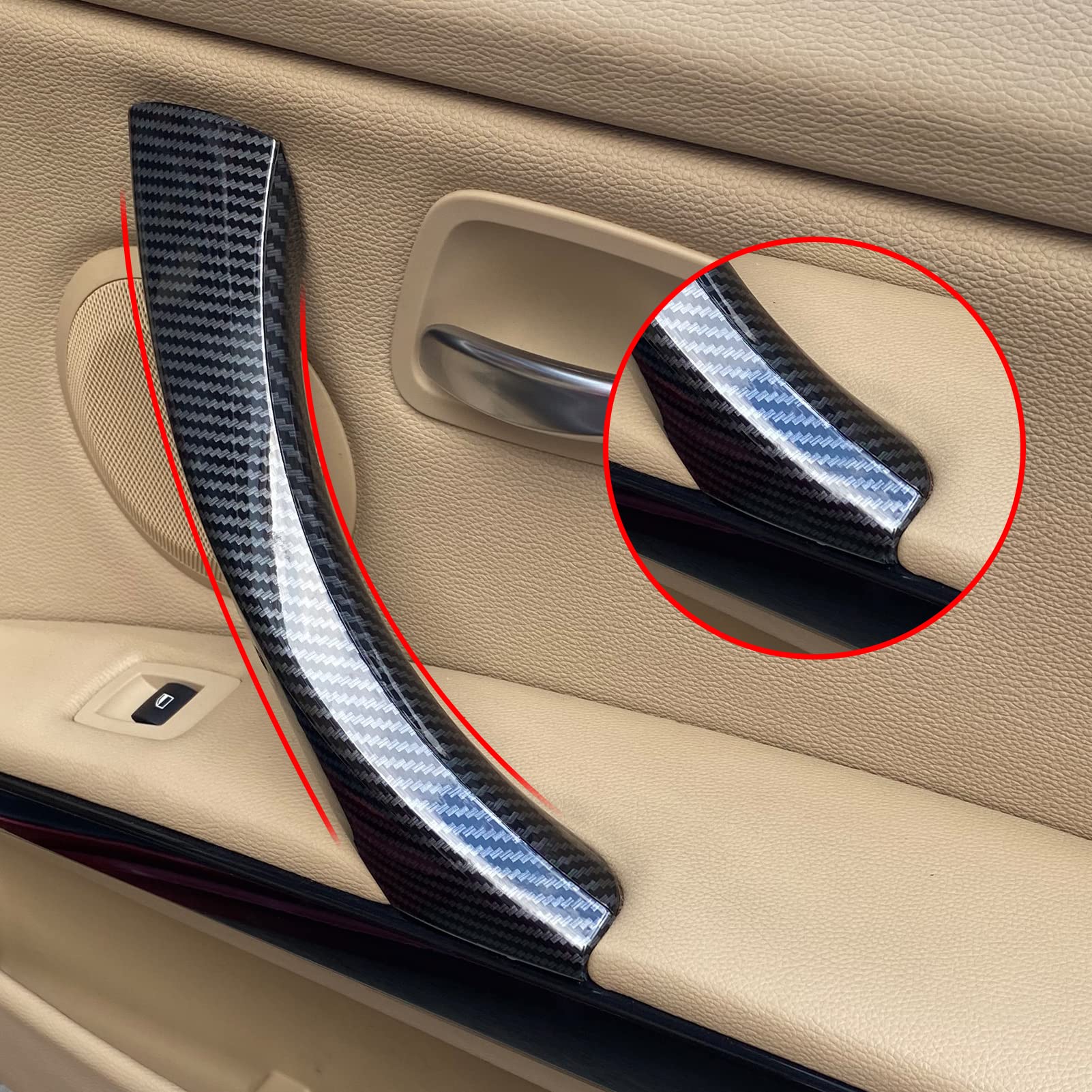 Jaronx Compatible With Bmw 3 Series Door Handle E90/E91/E92/E93 2004-2011, 6Pcs Door Pull Handle Replacement Left/Right Interior