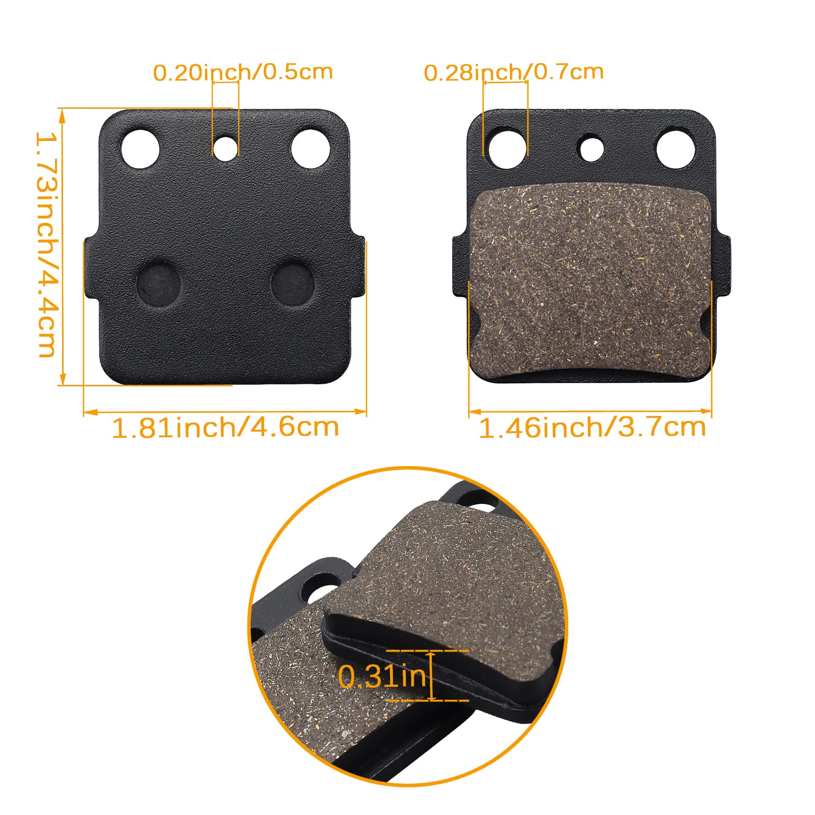 Yerbay Rear Brake Pads For Yamaha Warrior 350 Yfm350X 1987-2004/Banshee 350 Yfz350 1987-2009/Wolverine 350 Yfm 350 1995-2004/Blaster 200 Yfs 200 2003-2006/Raptor 250 Yfm 250 2008-2009