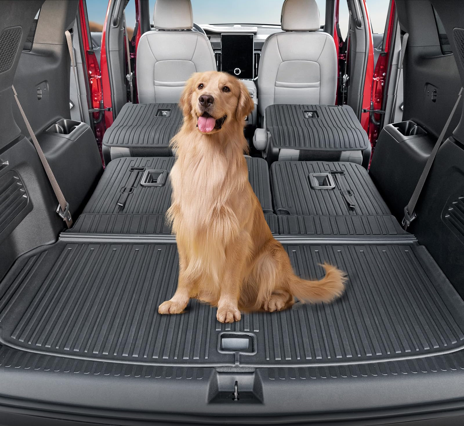 JOULARISE Cargo Mat Backrest Mats for 2024 2025 GMC Acadia 6/7 Seats Accessories, All-Weather TPE Protector Cargo Liner Trunk Ma