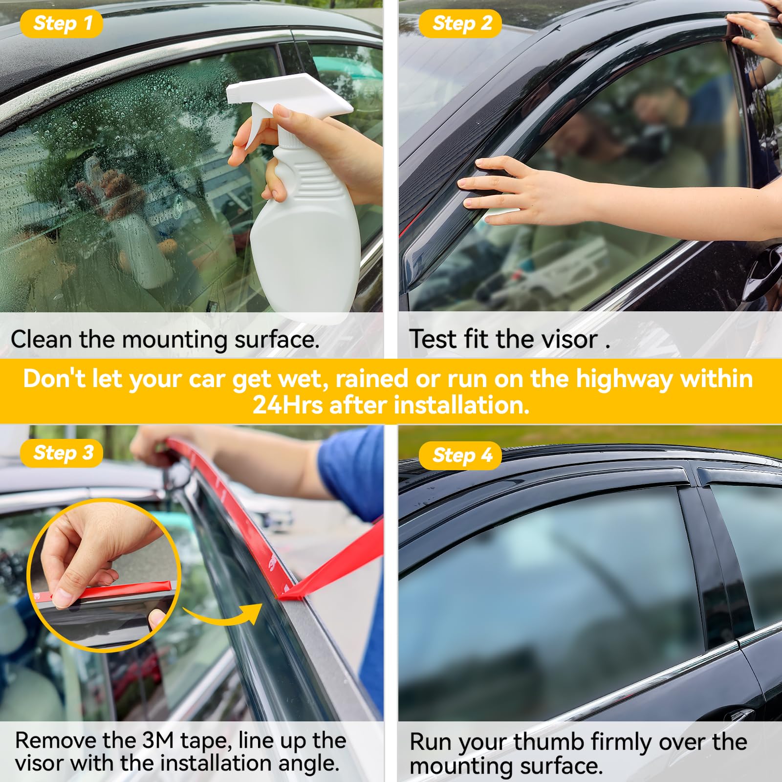 Cmvt Auto Window Visors For 2002-2009 Chevy(Chevrolet) Trailblazer, Rain Guards Shields Vent Shade Deflector Dark Smoke 2003 200