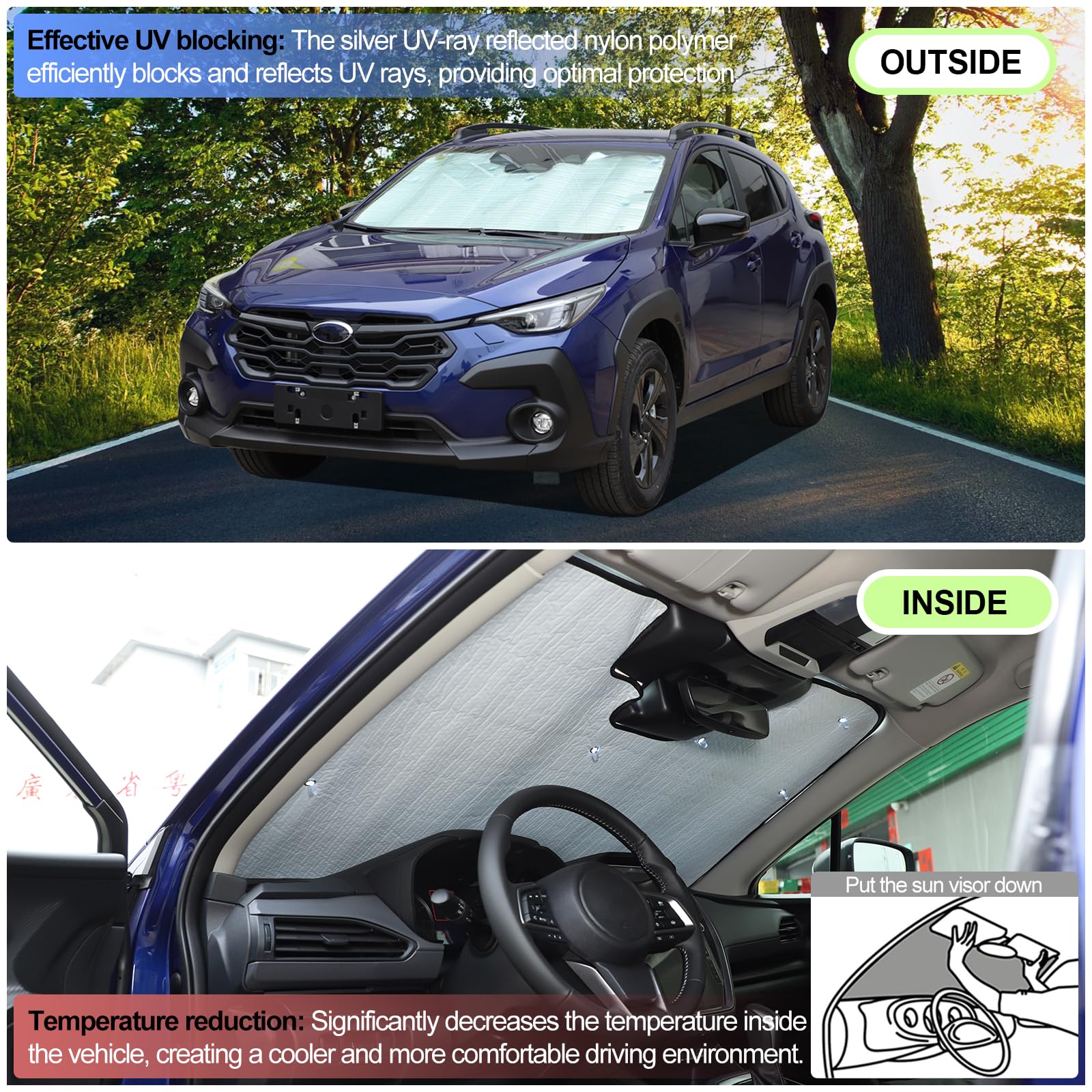 Windshield Sunshade for Subaru Crosstrek 2024-2025 Accessories Front Window Sun Shade Foldable Reflective Sun Visor Custom Sunsc